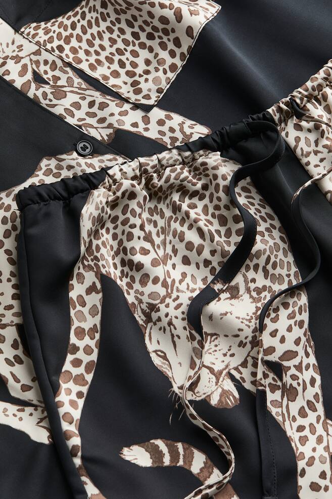 Satin pyjamas - Black/Cheetah/Light beige - 6