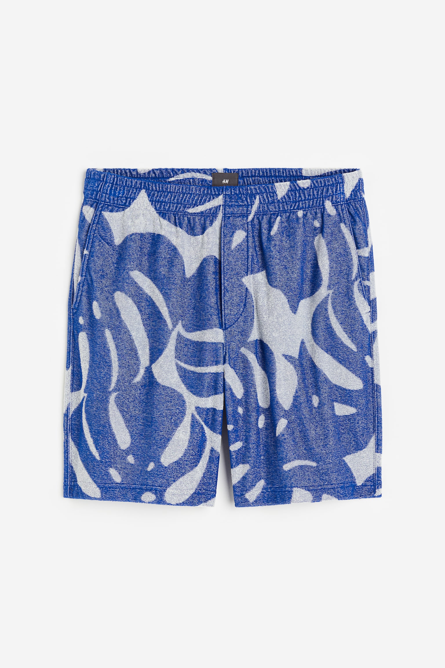 Regular Fit Terry shorts - Blue/Leaf-patterned/Orange/Leaf-patterned - 1