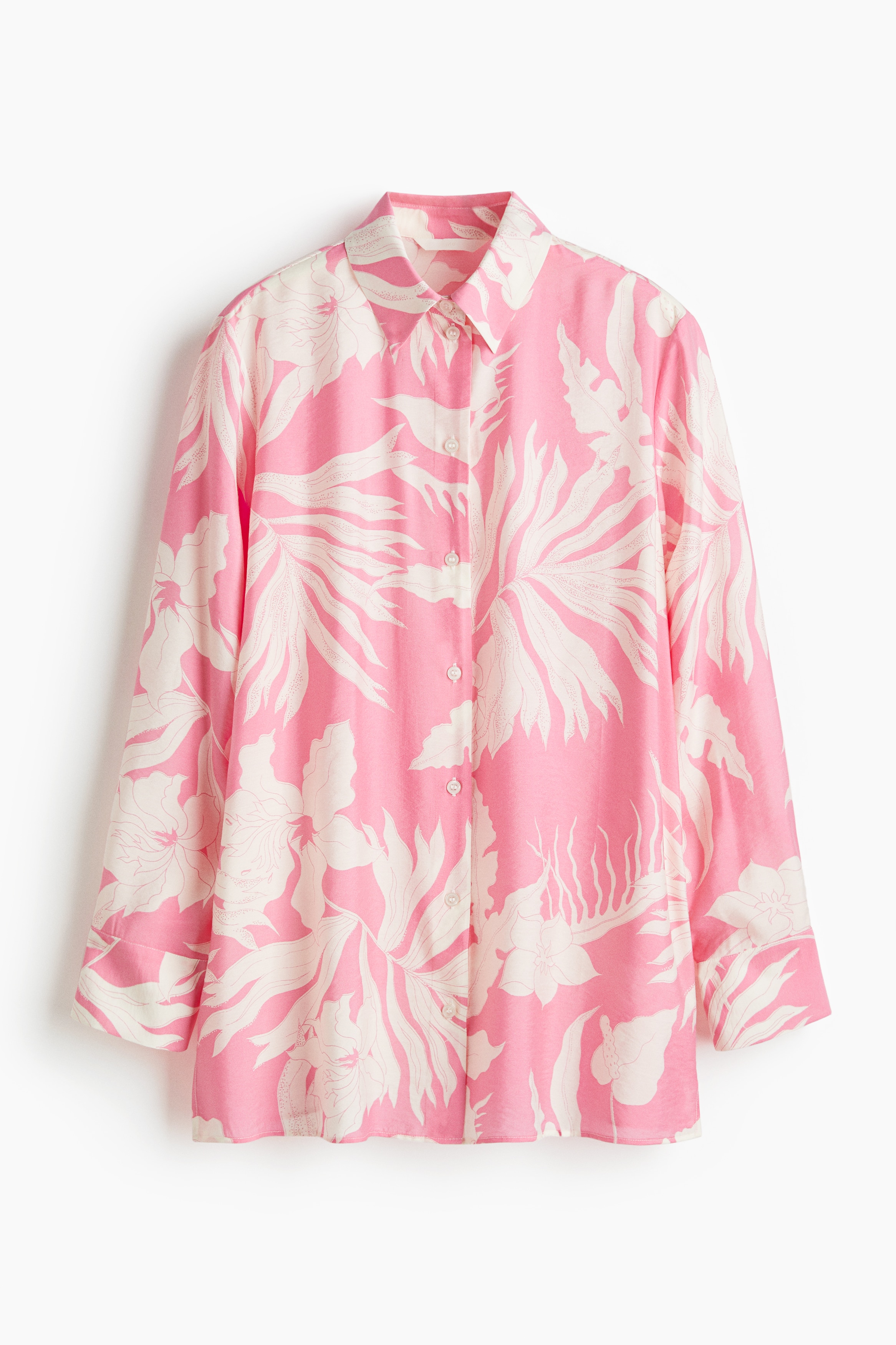 Oversized Pattern Shirt - Pink/Pattern/Green/White floral