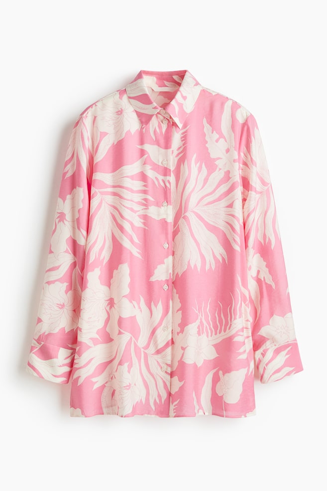 Oversized Pattern Shirt - Pink/Pattern/Green/White floral - 1