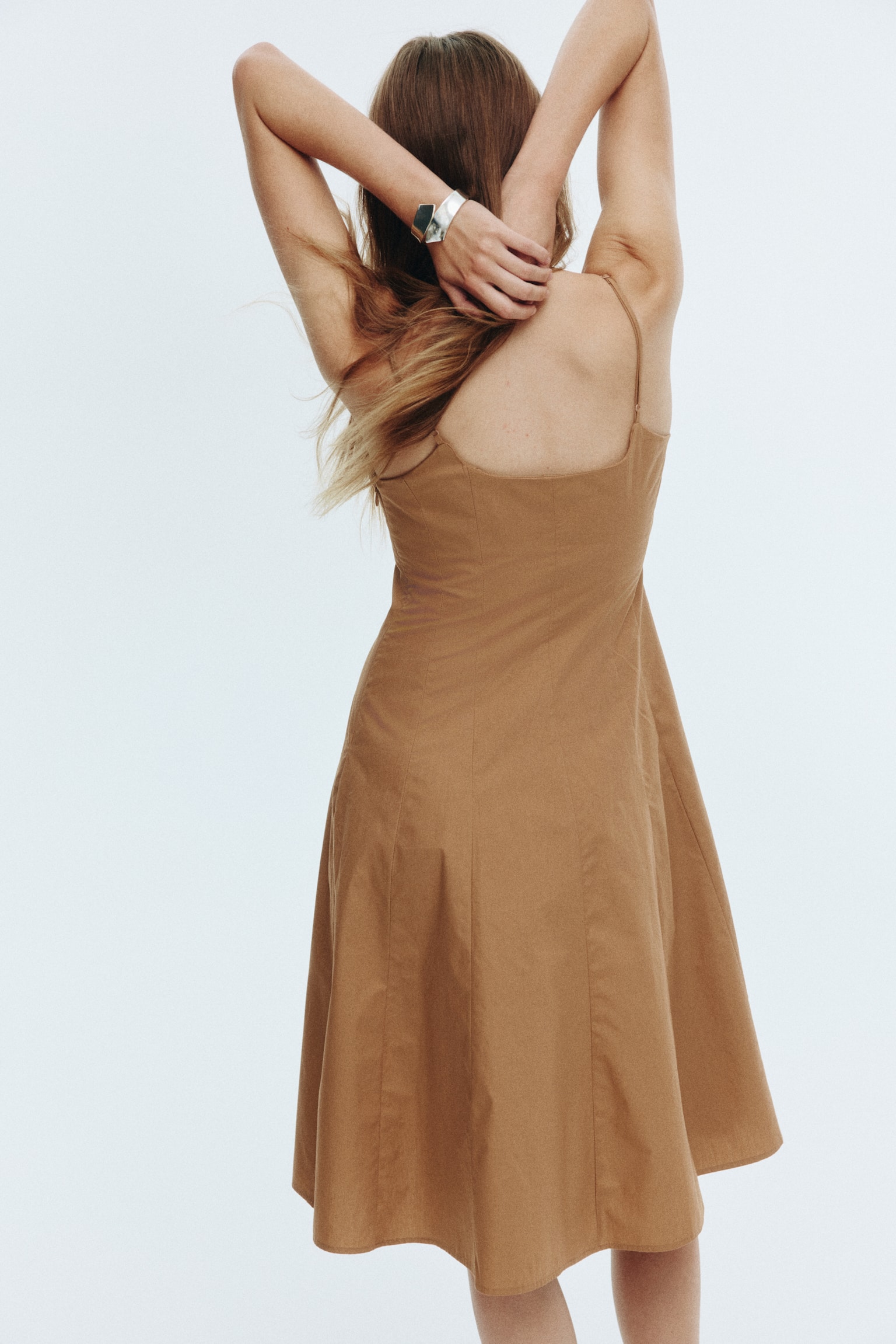 Váy hai dây vải poplin - Màu nâu nhạt - 3
