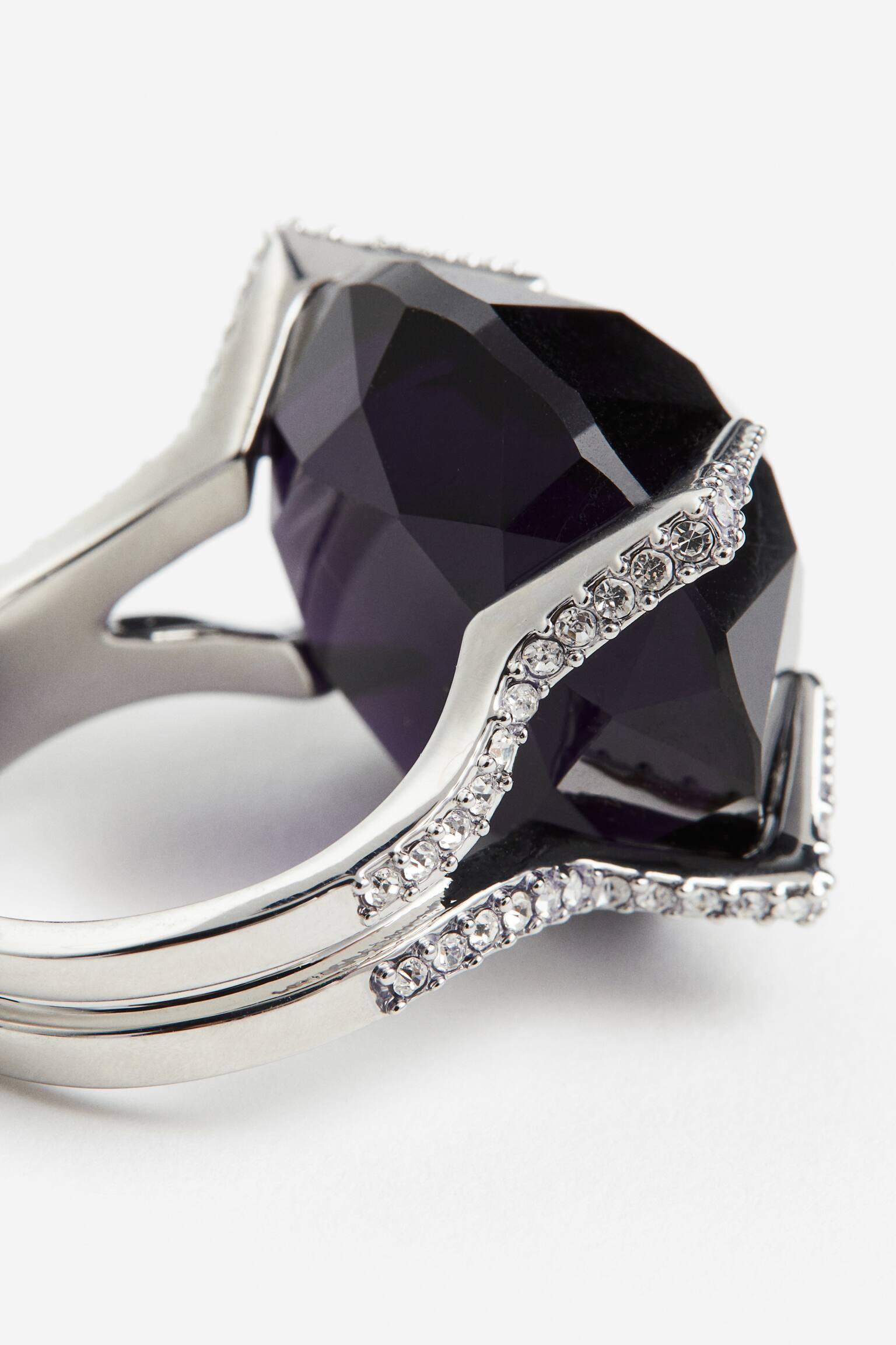 Nhẫn đính hạt giả kim cương - Màu bạc/Tím sẫm - 3