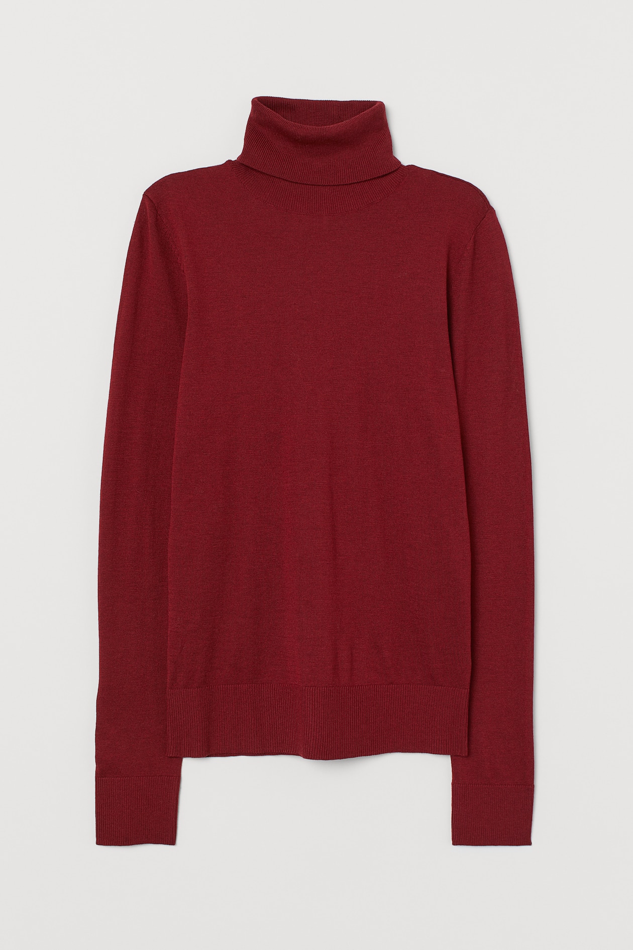 Fine-knit Turtleneck Sweater - Turtleneck - Long sleeve - Deep red ...