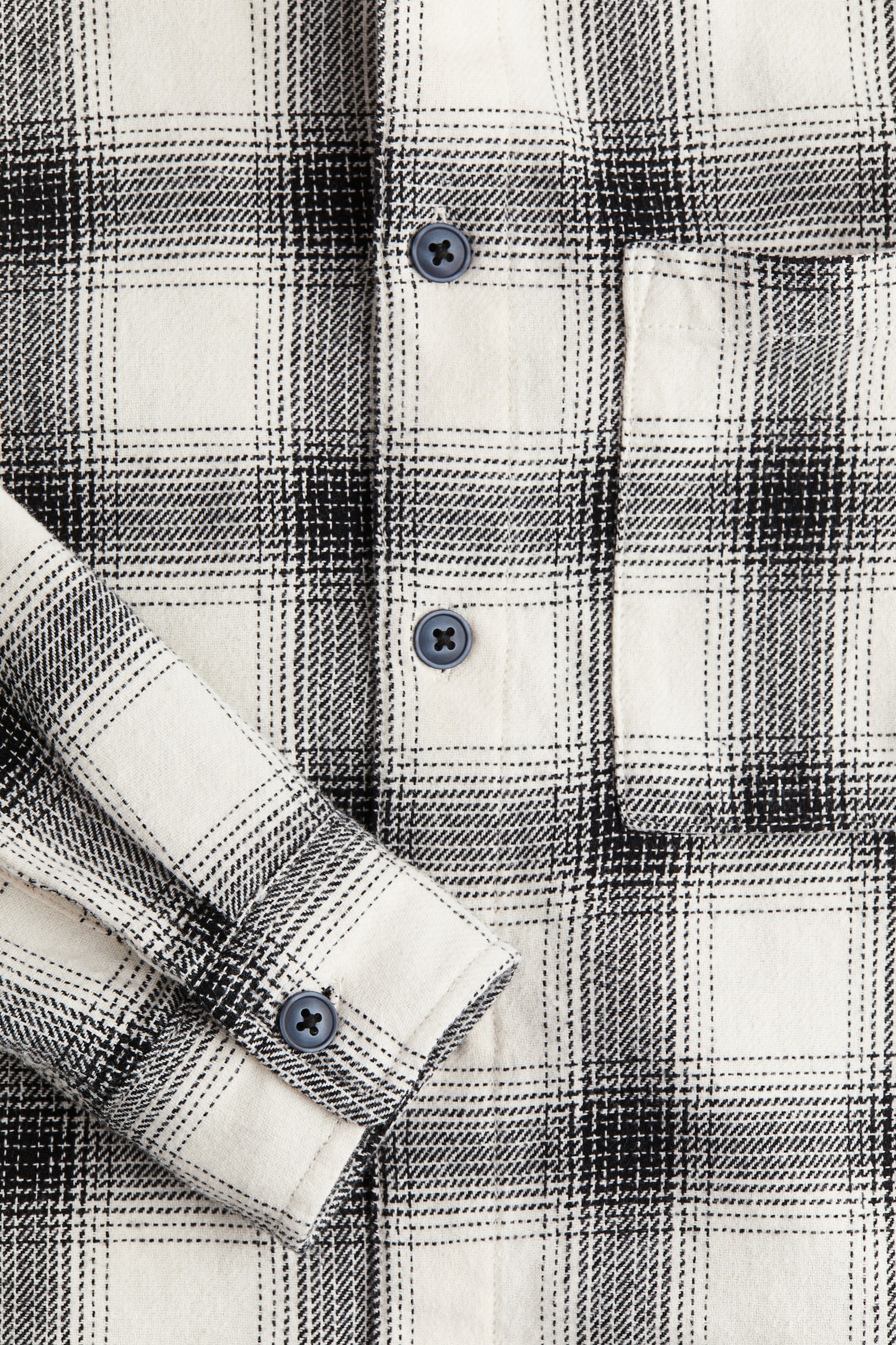 Hooded flannel shirt - White/Checked/Navy blue/Checked - 2