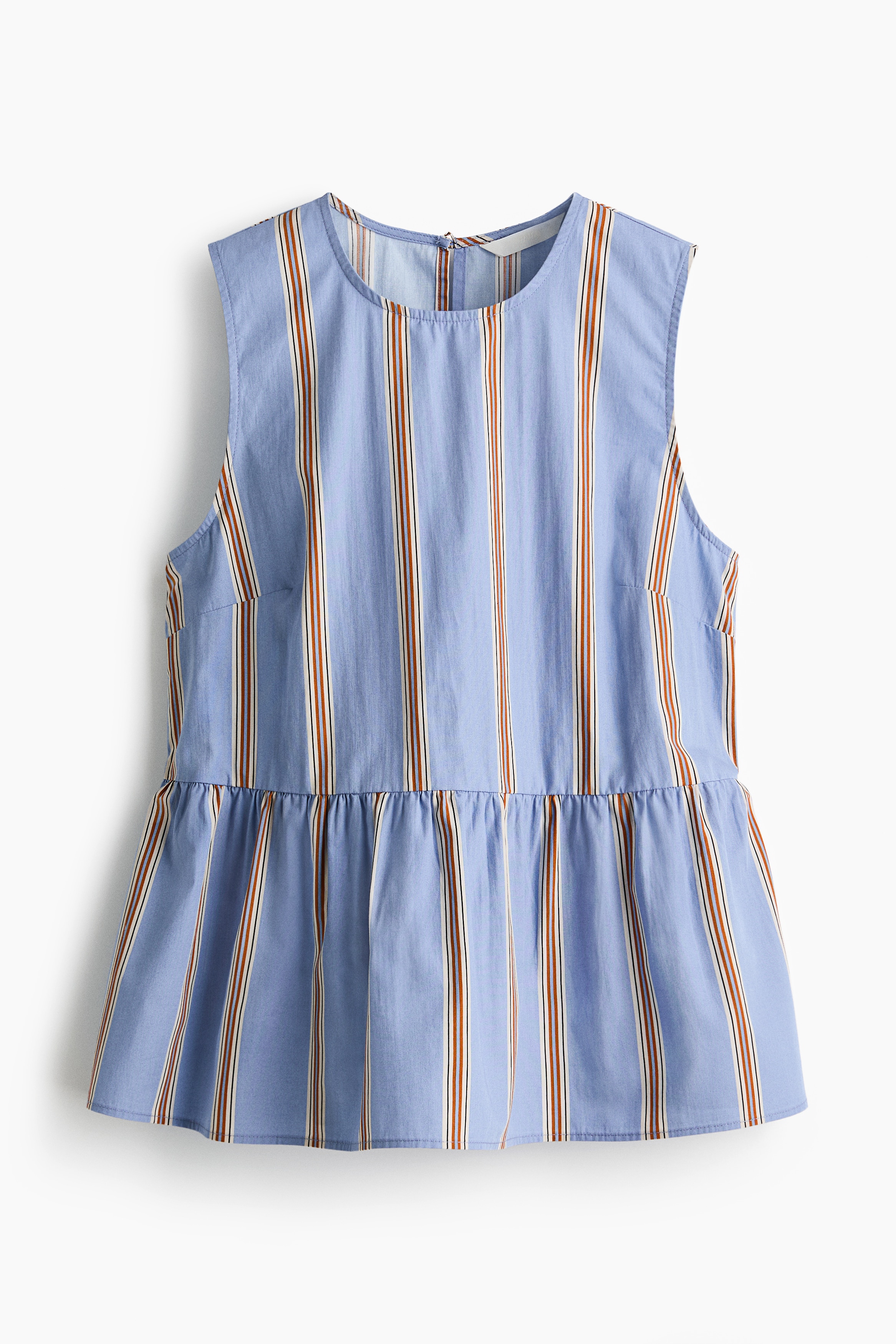 Sleeveless peplum blouse - Light blue/Striped/Cream/Blue floral/White