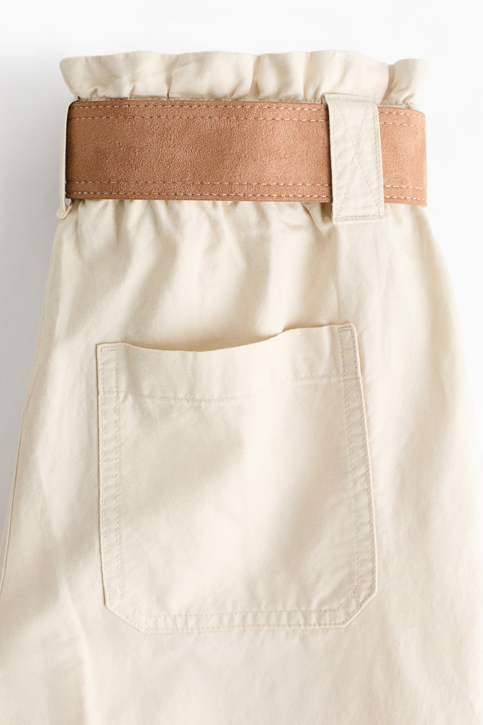 Женские шорты H&M Linen-Blend Paper-Bag Shorts, цвет: Светлый бежевый — фото 5