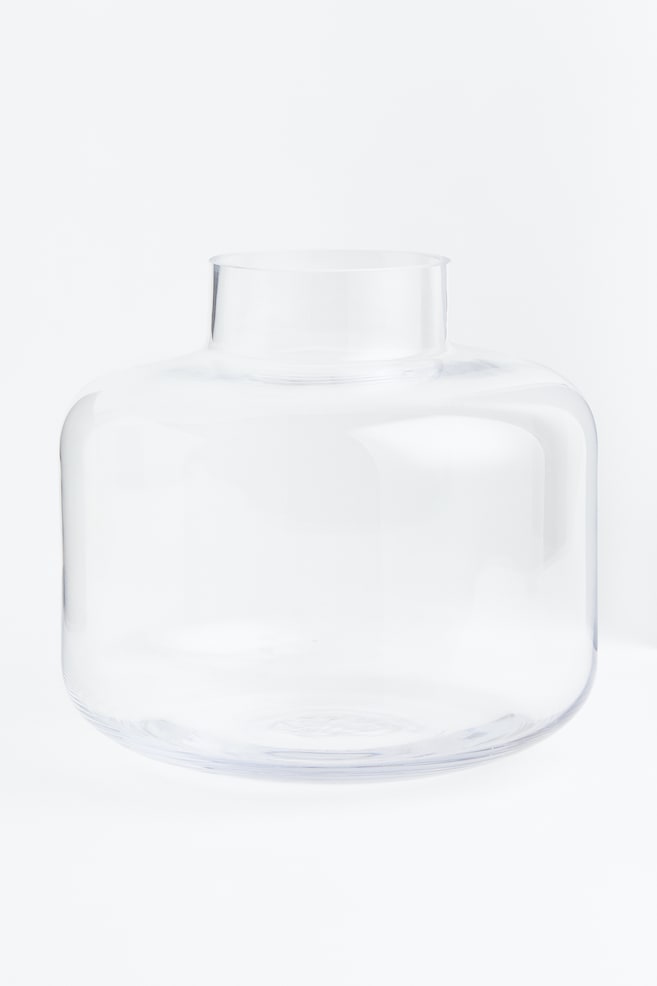 Large glass vase - Clear glass/Dark green - 1