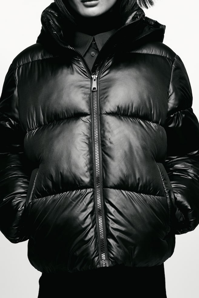 Hooded puffer jacket - Black/Natural white - 5