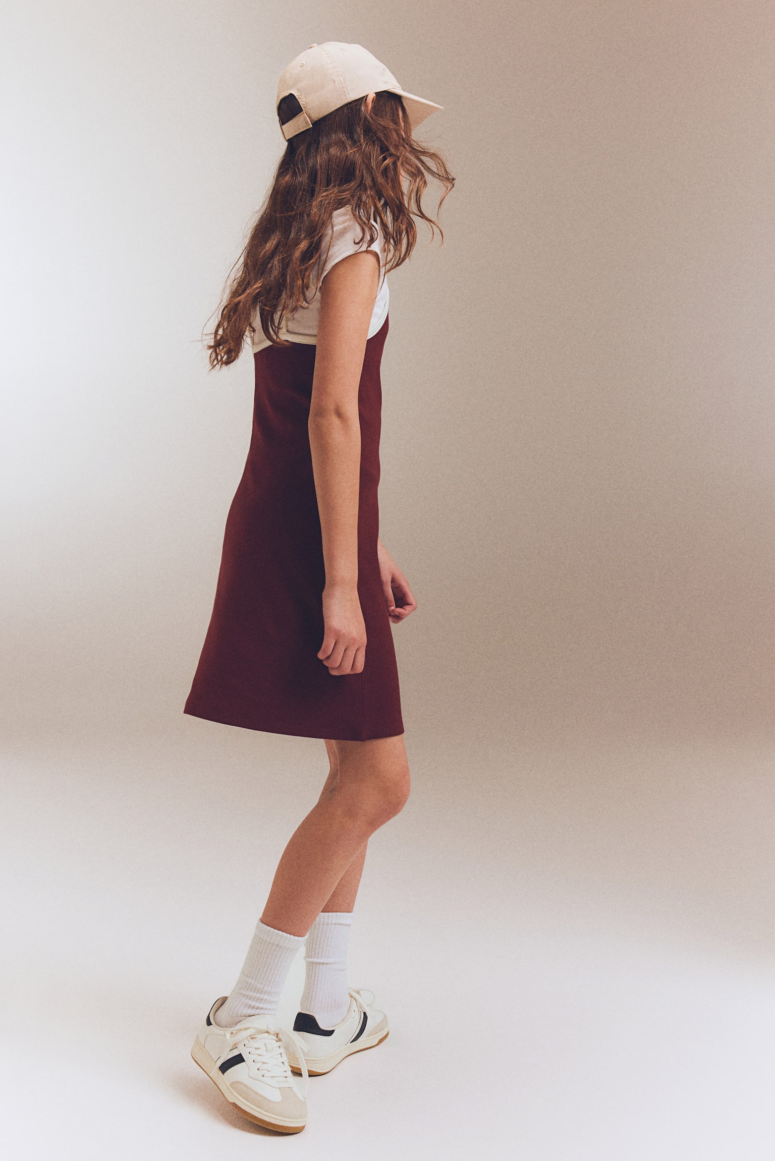 Cotton Jersey Strappy Dress - Dark red/Dark grey/White/Dot - 4