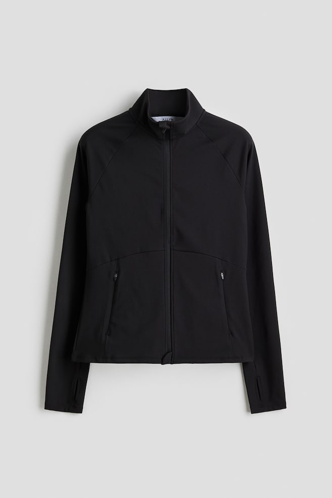 Wärmende Sportjacke mit Frontzipper - Schwarz/Kaffeebraun - 1