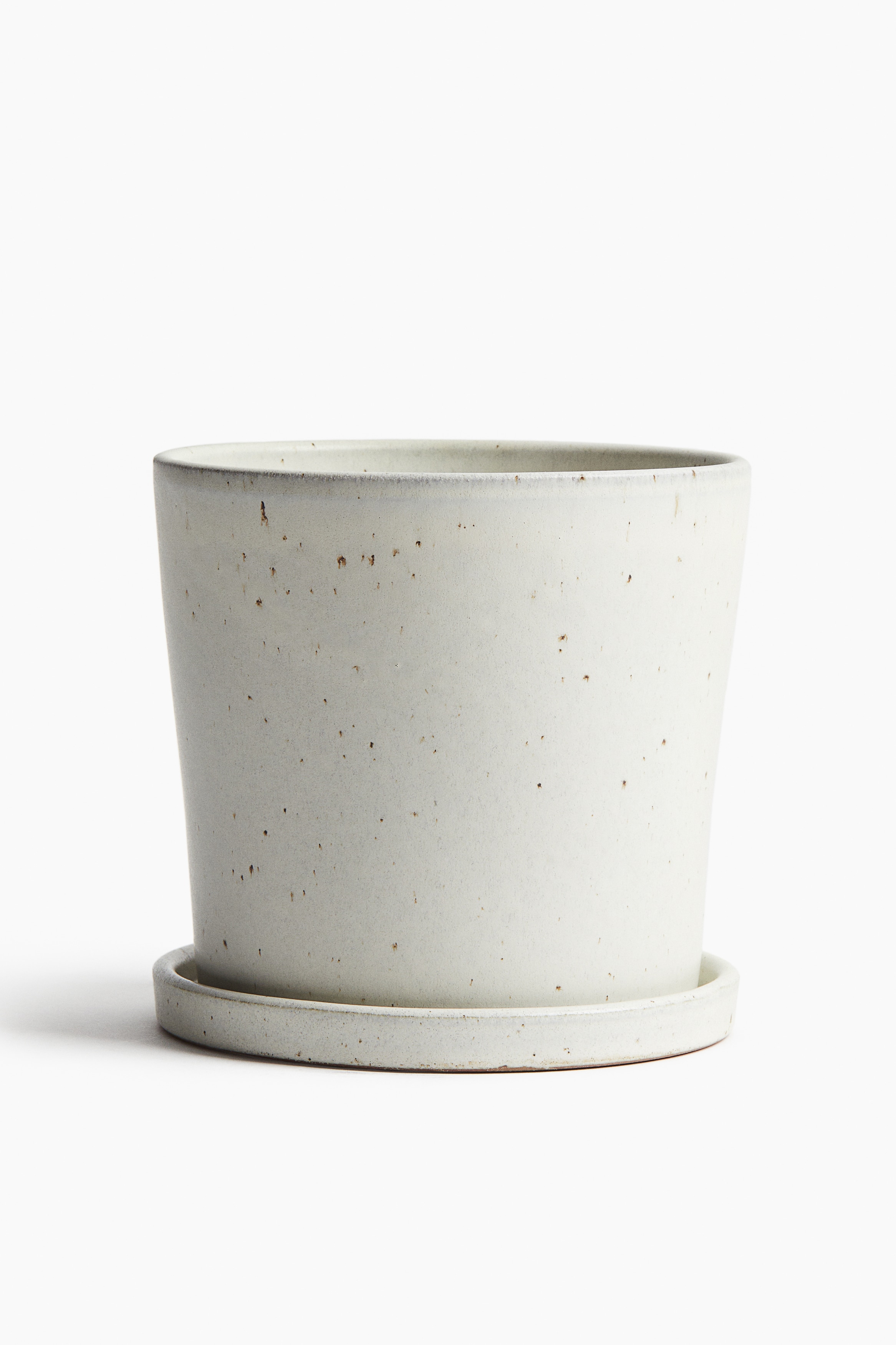 H&M Home  - Plant pot and saucer - White/Speckled