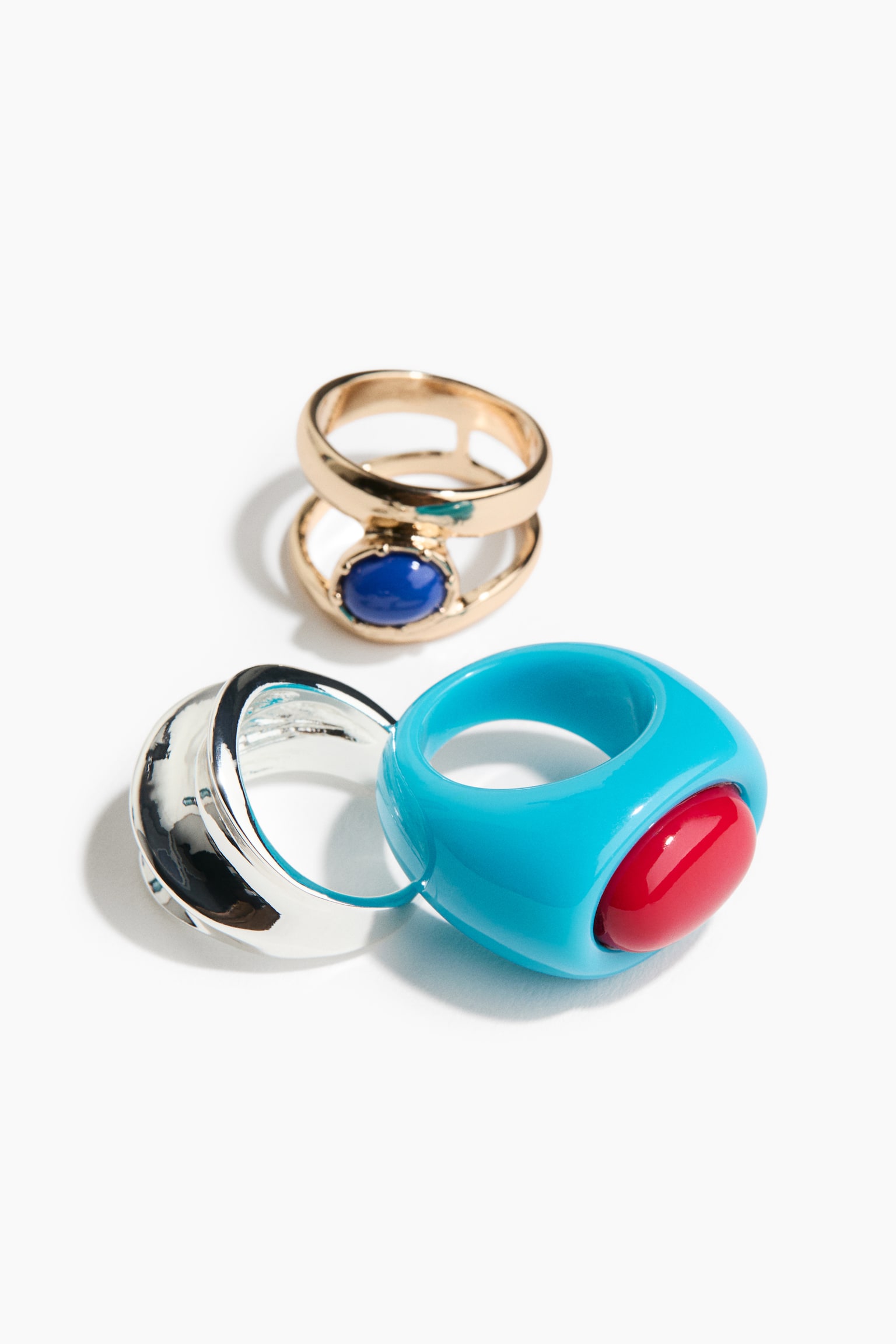 3-pack statement rings - Silver-coloured/Blue - 2