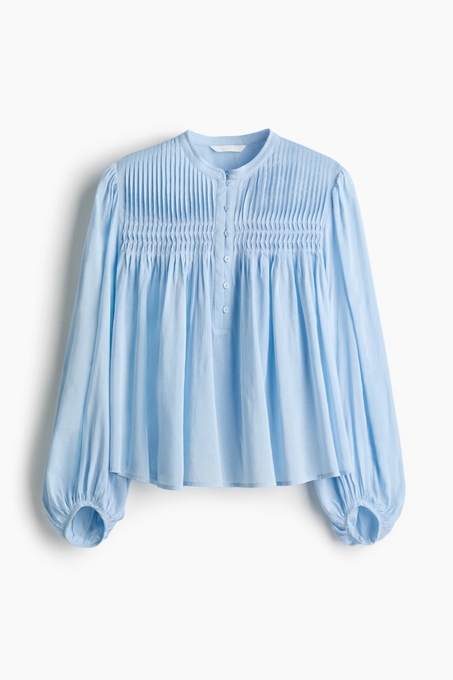 Blouse with Pintucks - Light blue - 1