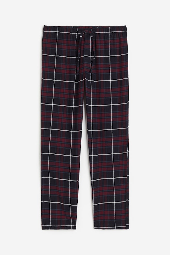 Regular Fit Pyjamasbukse i flanell - Rød/Rutet/Beige/Rutet - 2