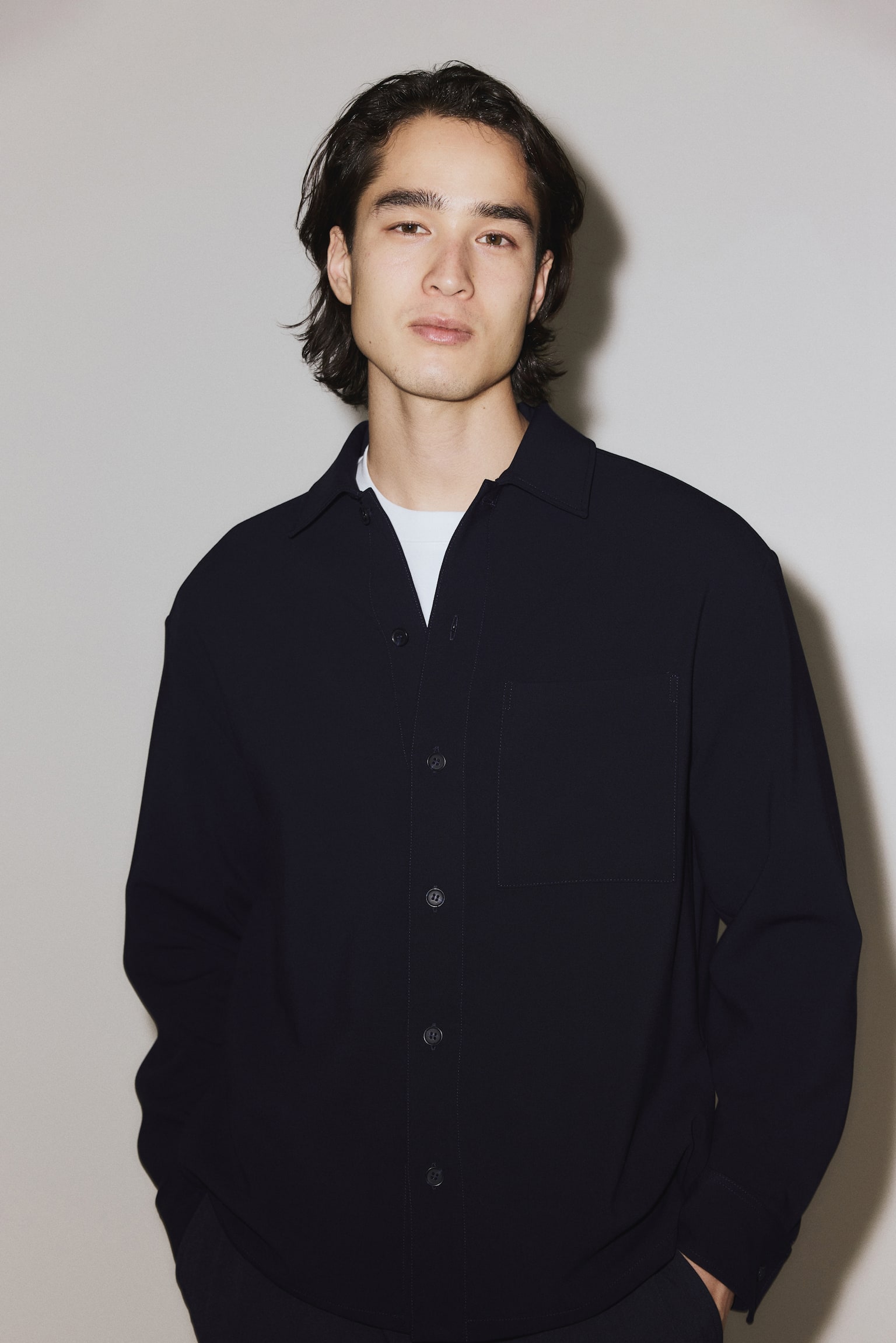 Four-way Stretch Overshirt - Navy blue/Dark brown/Black/Dark brown - 9