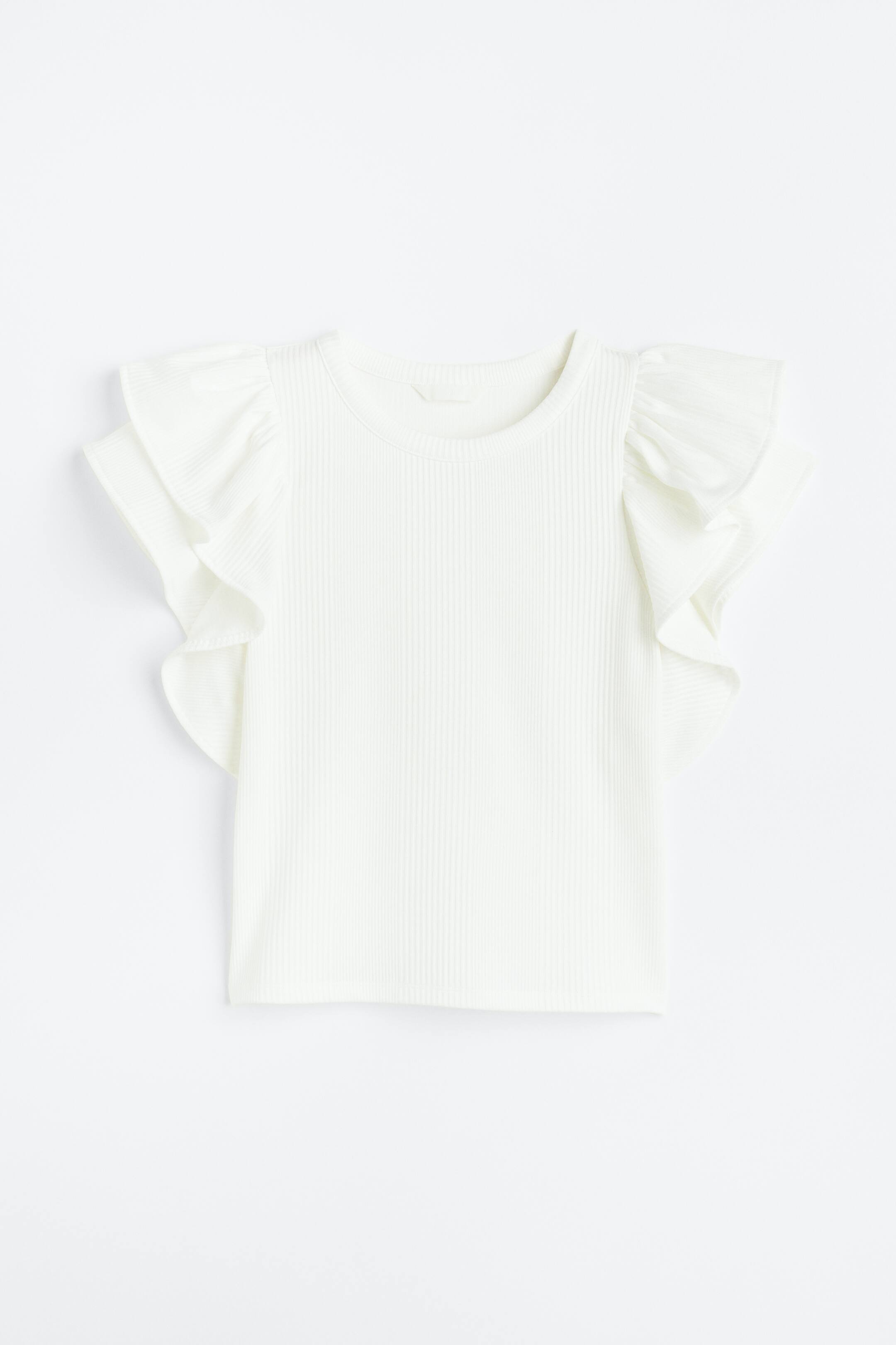 Xem ảnh lớn hơn: Áo gân nổi có tay xoè rủ - Màu trắng - Ladies | H&M VN 1