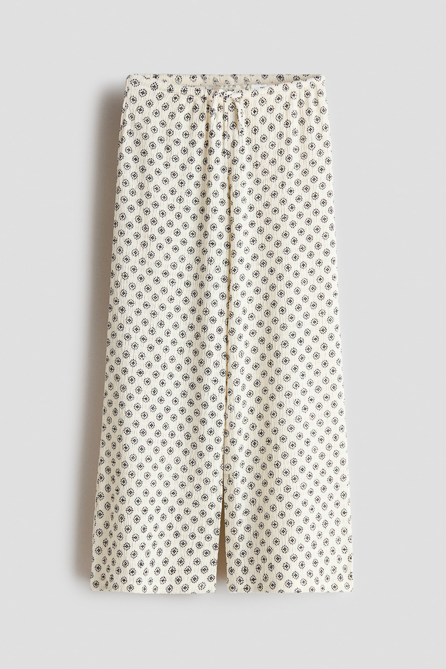 Pantalon en jersey texturé - Crème/motif/Vert ancien clair/Noir/Rose/Noir/Blanc/fleuri/Beige clair