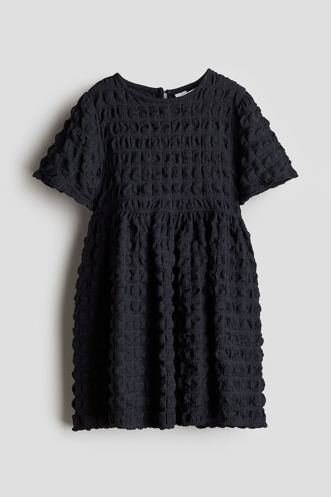 Vestido en punto con estructura - Negro/Rosa intenso - 1