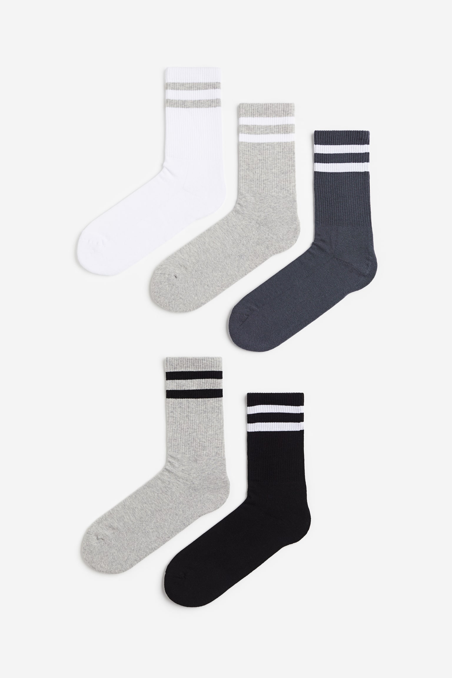 5-pack socks - Black/Grey/White/White/Grey/Beige/Navy blue/Grey marl - 1