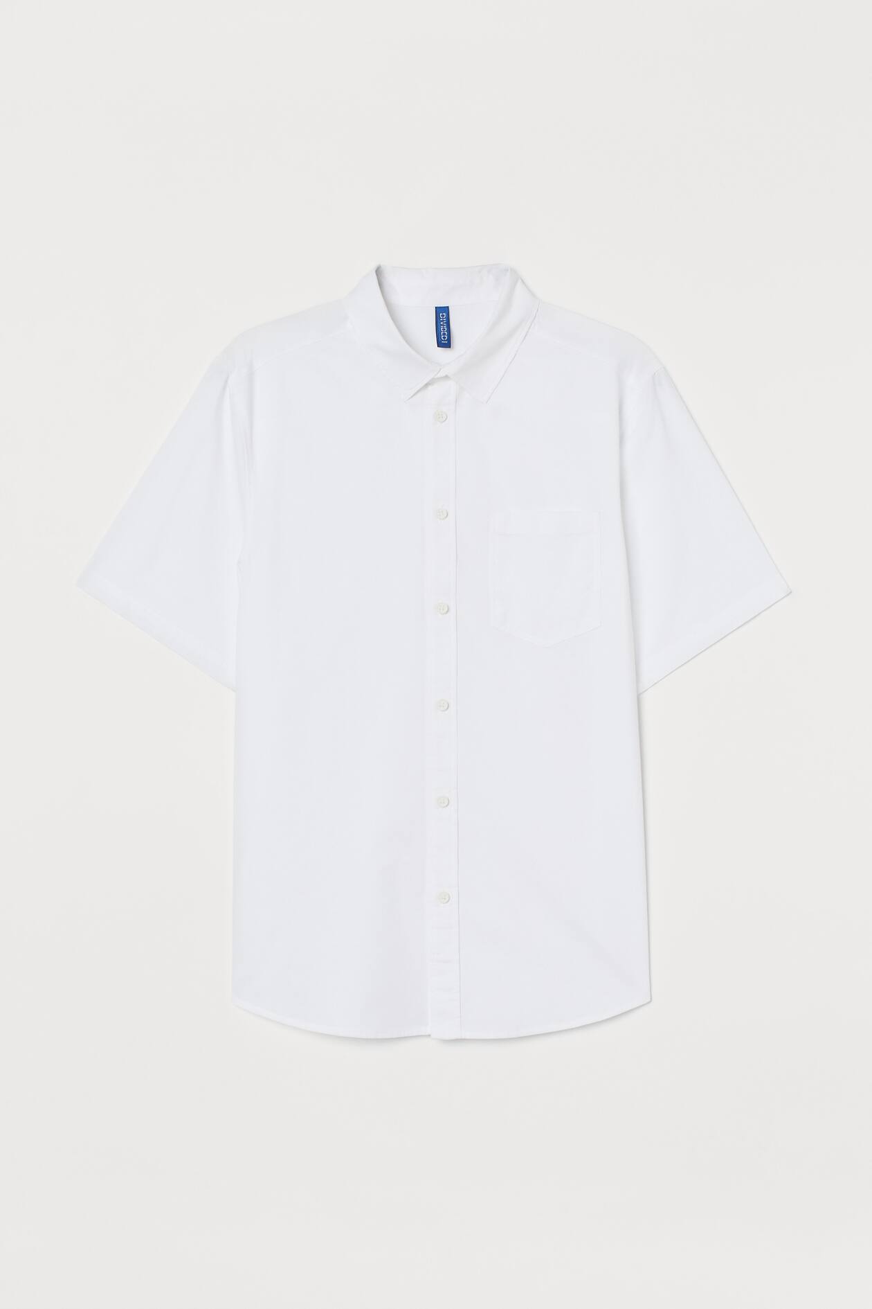 Short-sleeved Cotton Shirt - Short sleeve - White - Men | H&M US