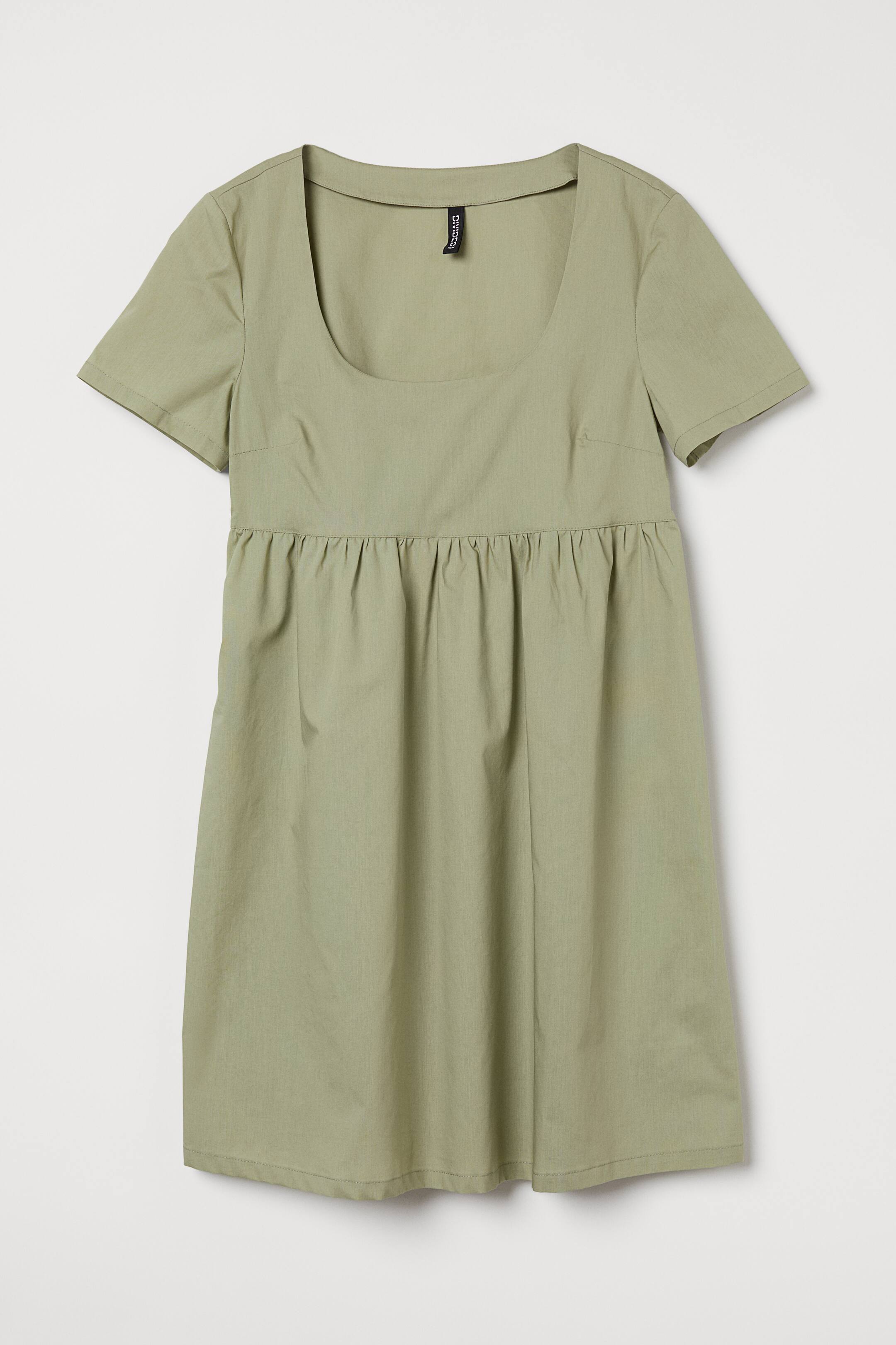 Short dress - Short sleeve - Mini - Khaki green - Ladies | H&M GB 