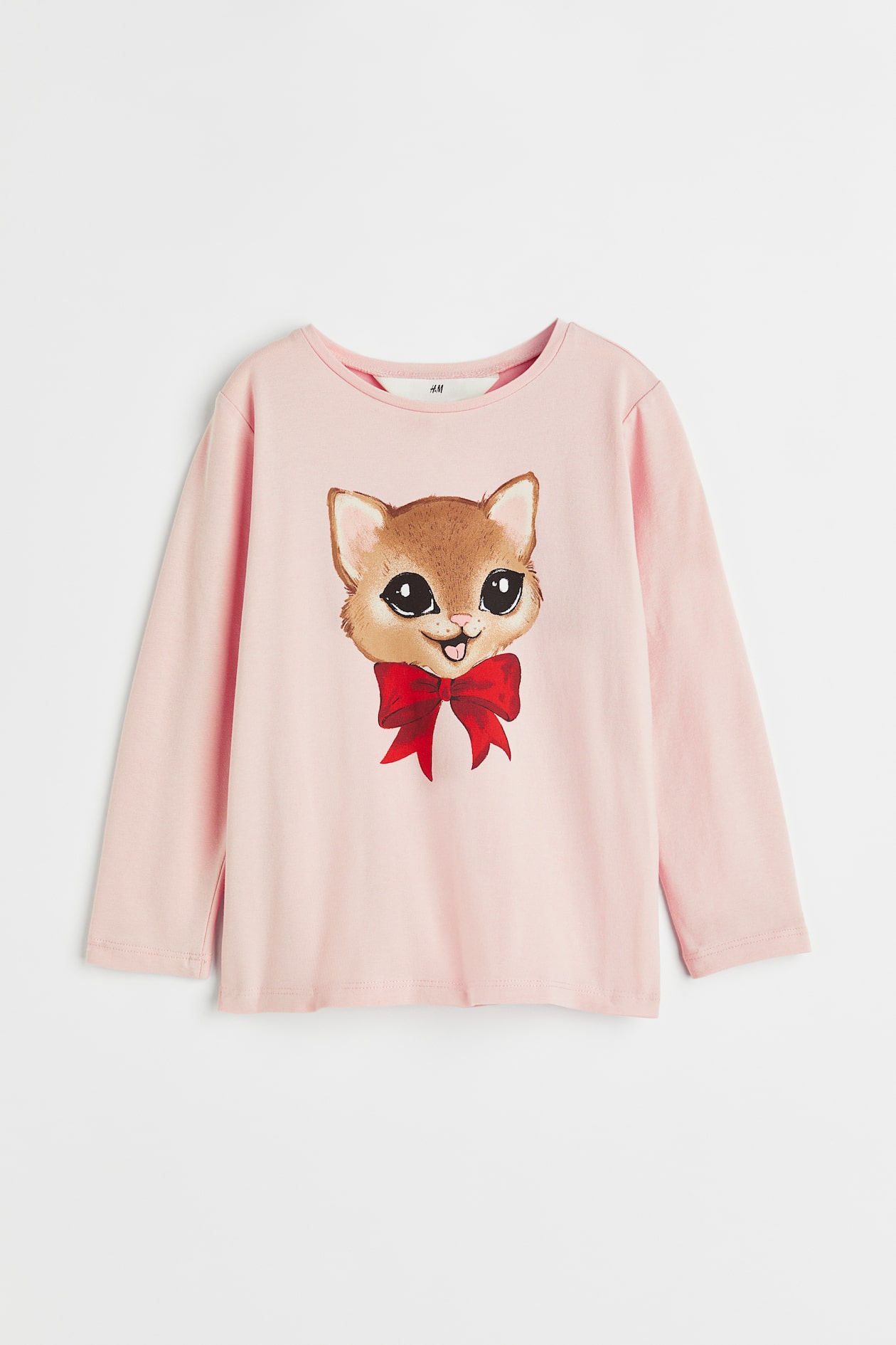 Zoe Shirt - Round Neck - Long sleeve - Light pink/cat - Kids | H&M US