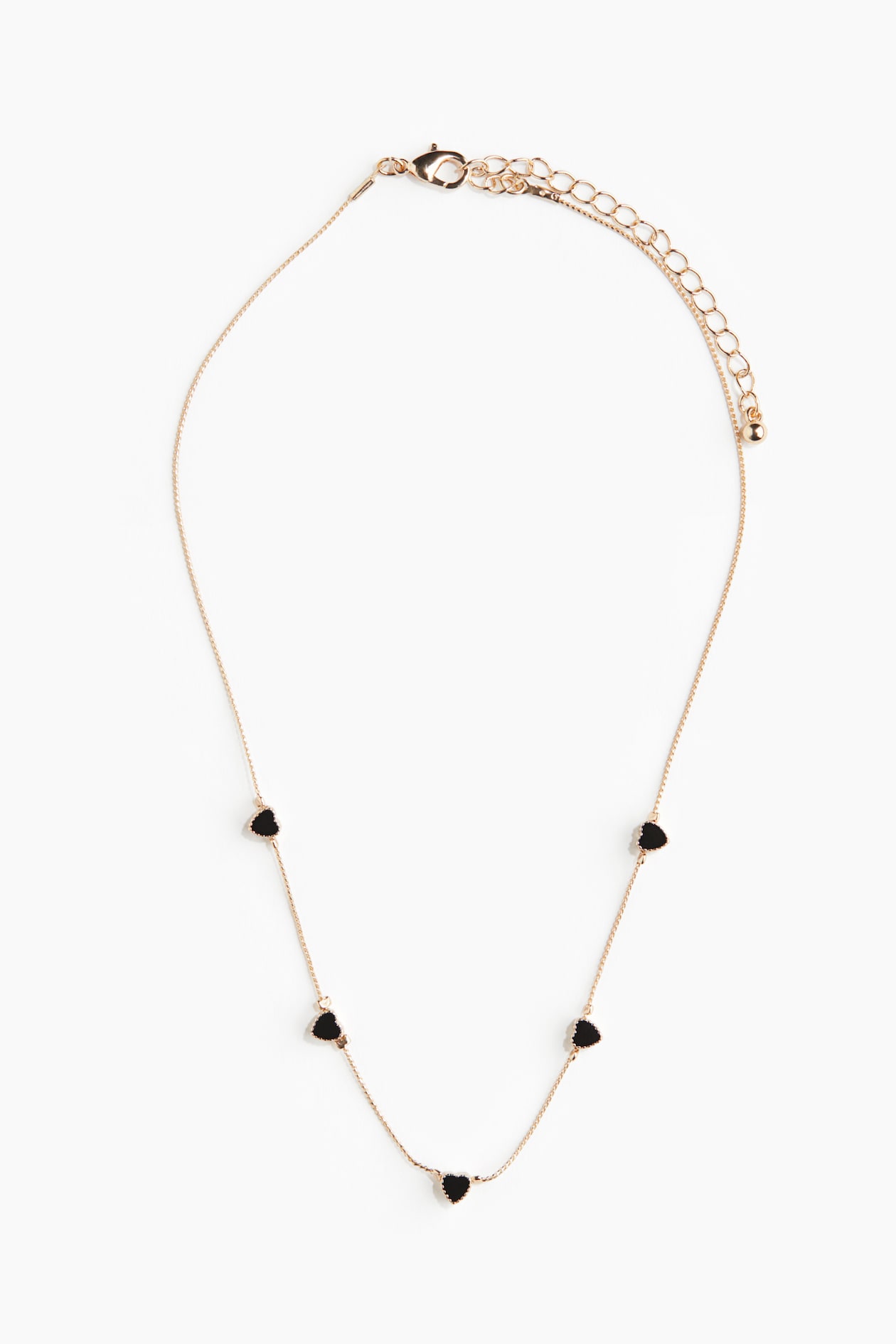 Pendentif Cœur Doré Et Noir - Bijou Fantaisie D'Occasion - Collier Ou Gourmette