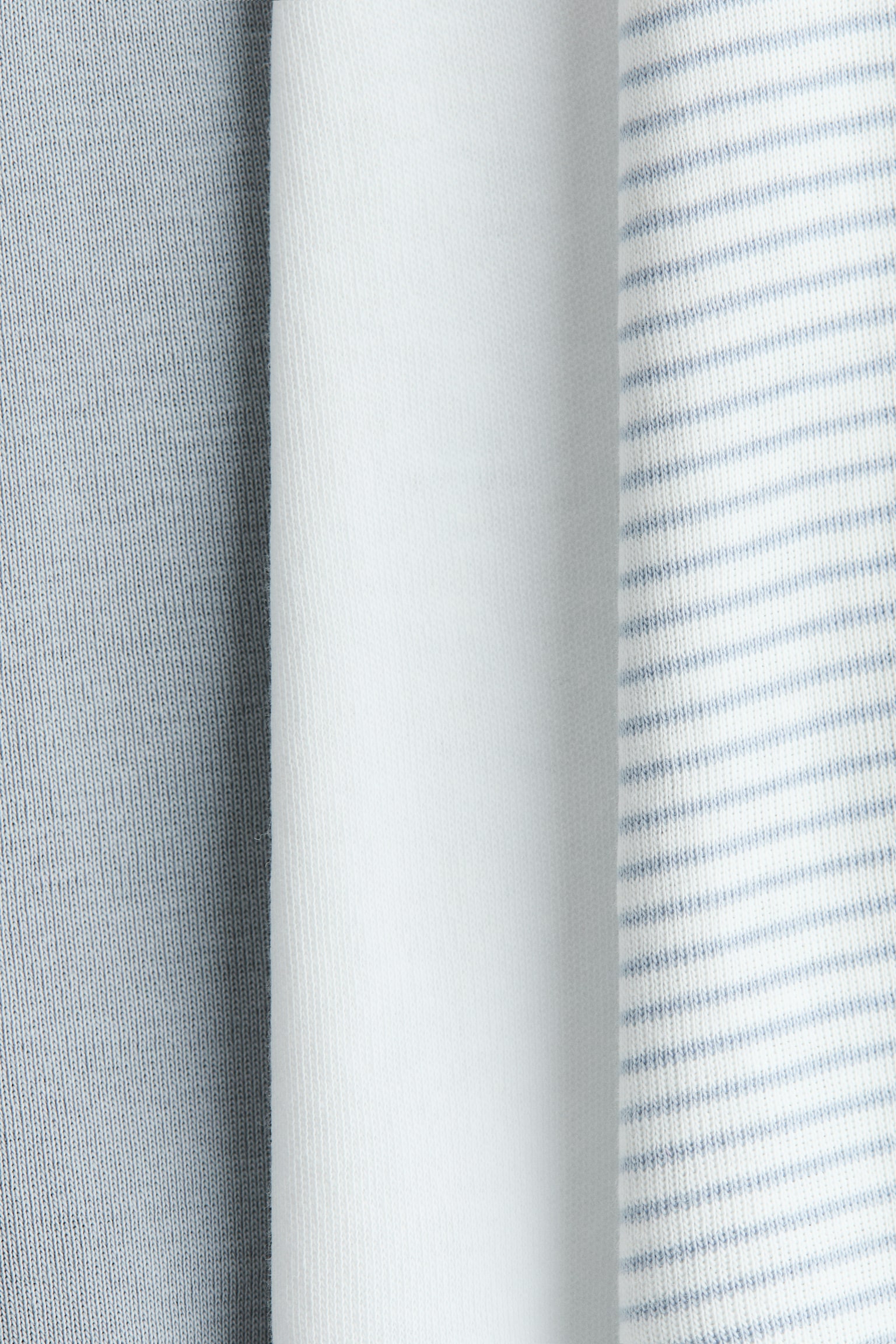 Lot de 3 pantalons à ceinture repliable - Bleu clair/rayé/Beige clair chiné/écru/Rose ancien clair/pois - 2