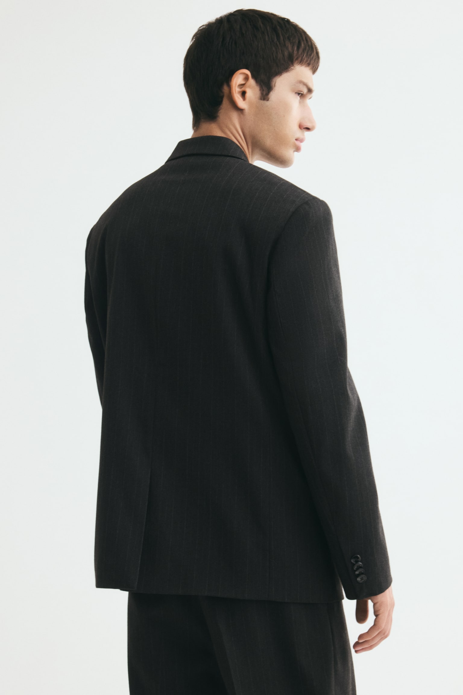 Мужская куртка H&M Relaxed-Fit Double-Breasted, цвет: Чёрный — фото 5