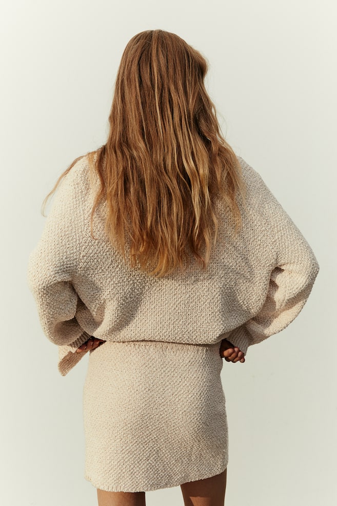 Glittery textured-knit skirt - Light beige - 3