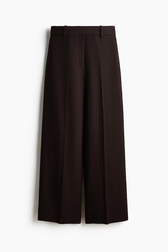 Женские брюки H&M Wide-Leg Linen-Blend Pants