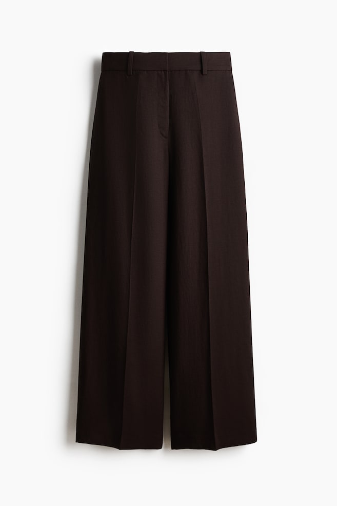 Pantalón amplio en mezcla de lino - Marrón oscuro/Turquesa empolvado/Burdeos - 1