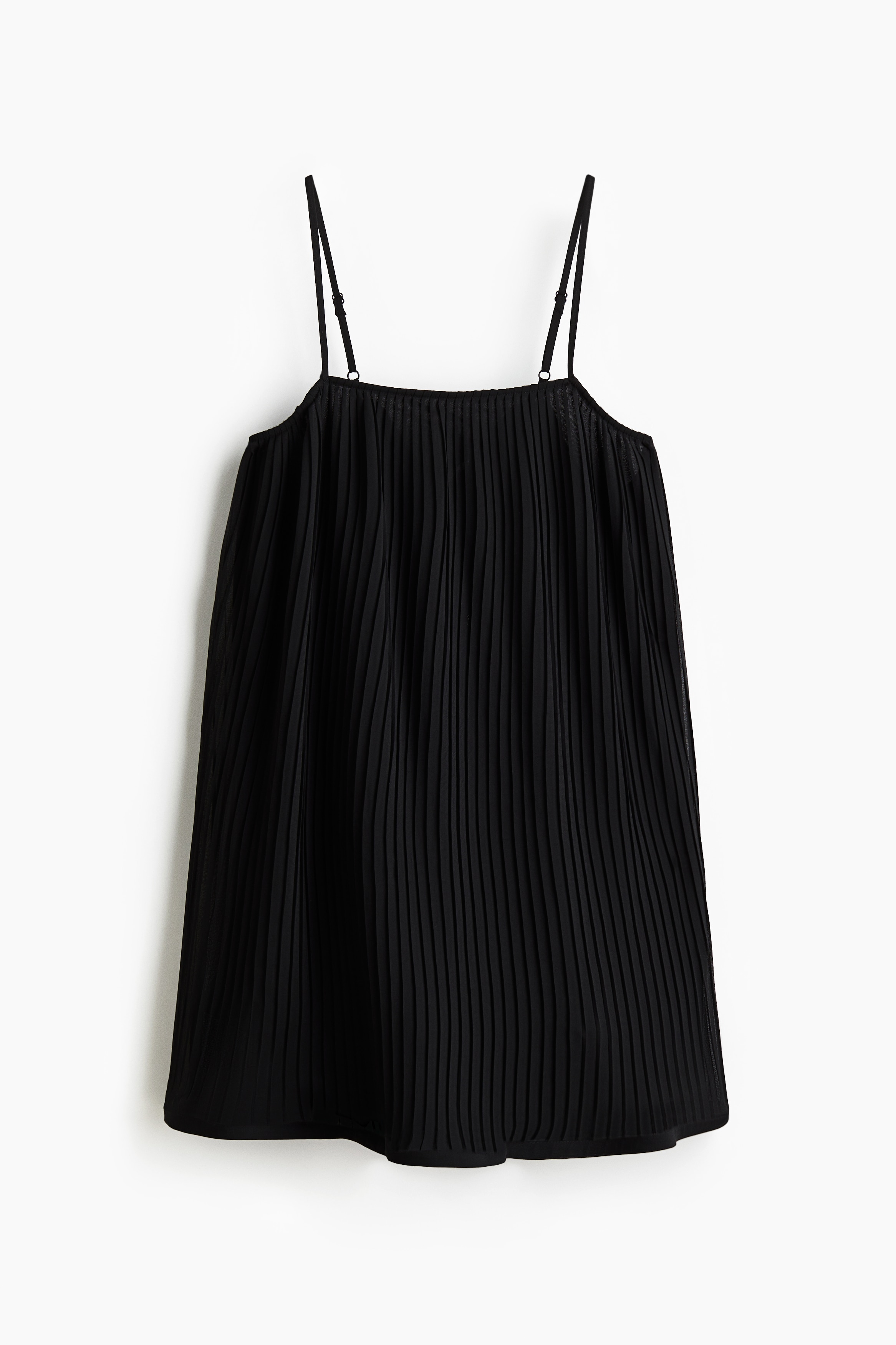 Robe plissée à bretelles fines - Noir
