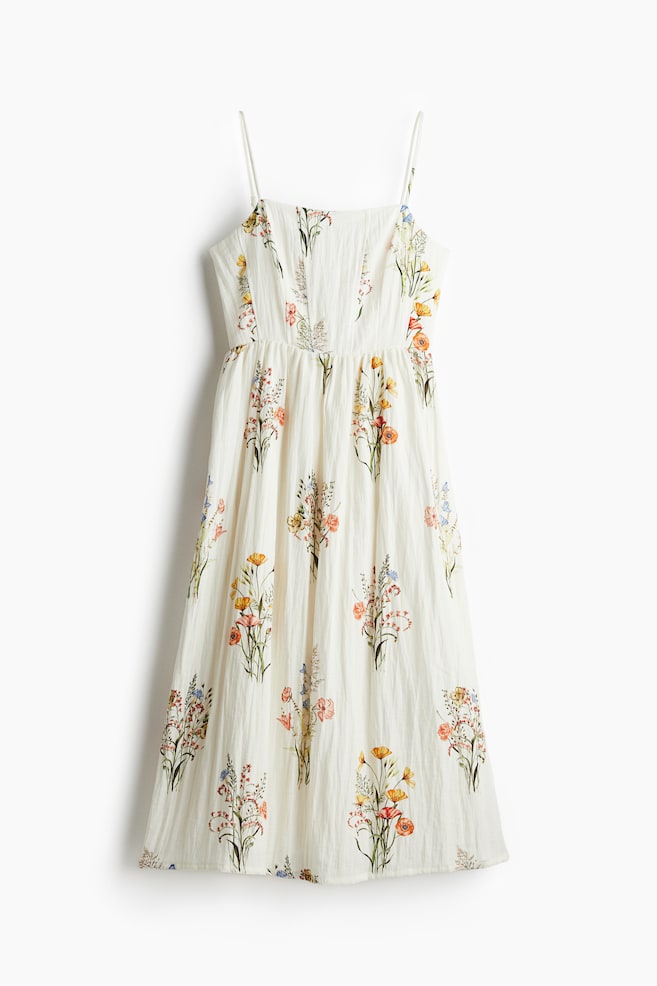 Vestido midi con tirantes finos - Blanco/Floral/Blanco/Melocotones/Crema/Floral/Verde/Estampado/Crema/Floral - 1