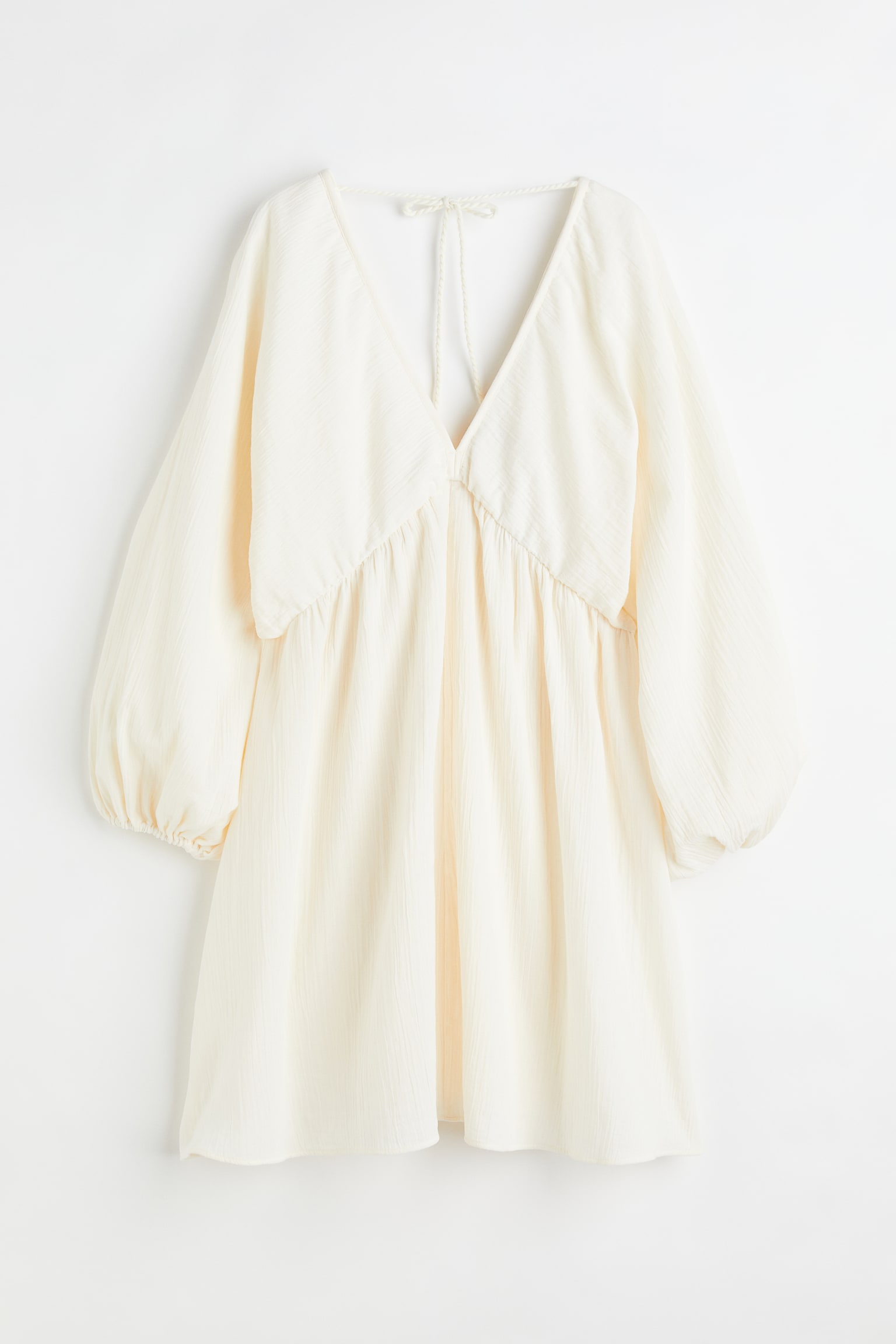 Balloon-sleeved Dress - Cream