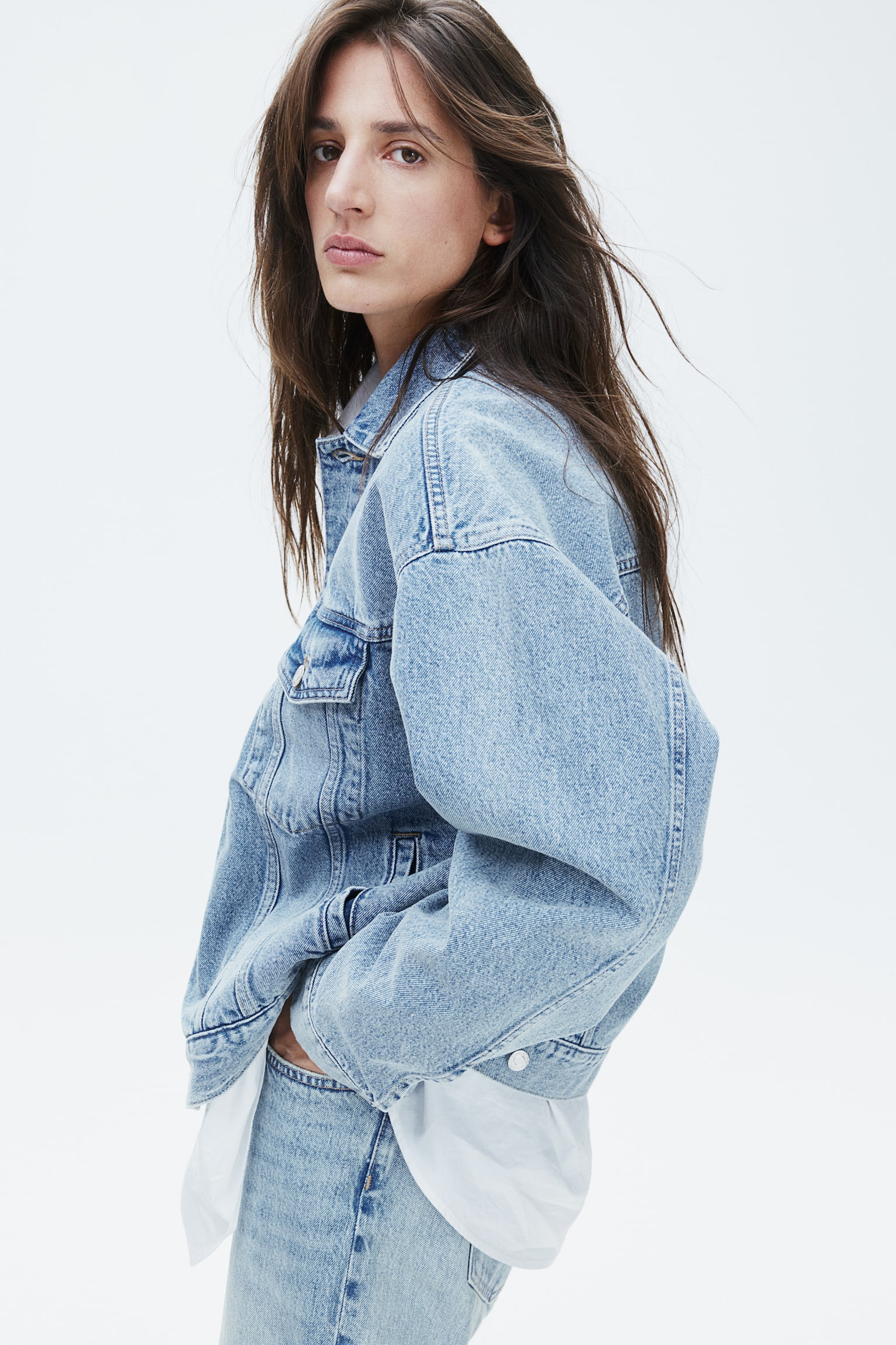 Oversized denim jacket - Light denim blue/Dark denim blue/Denim blue/Black - 7