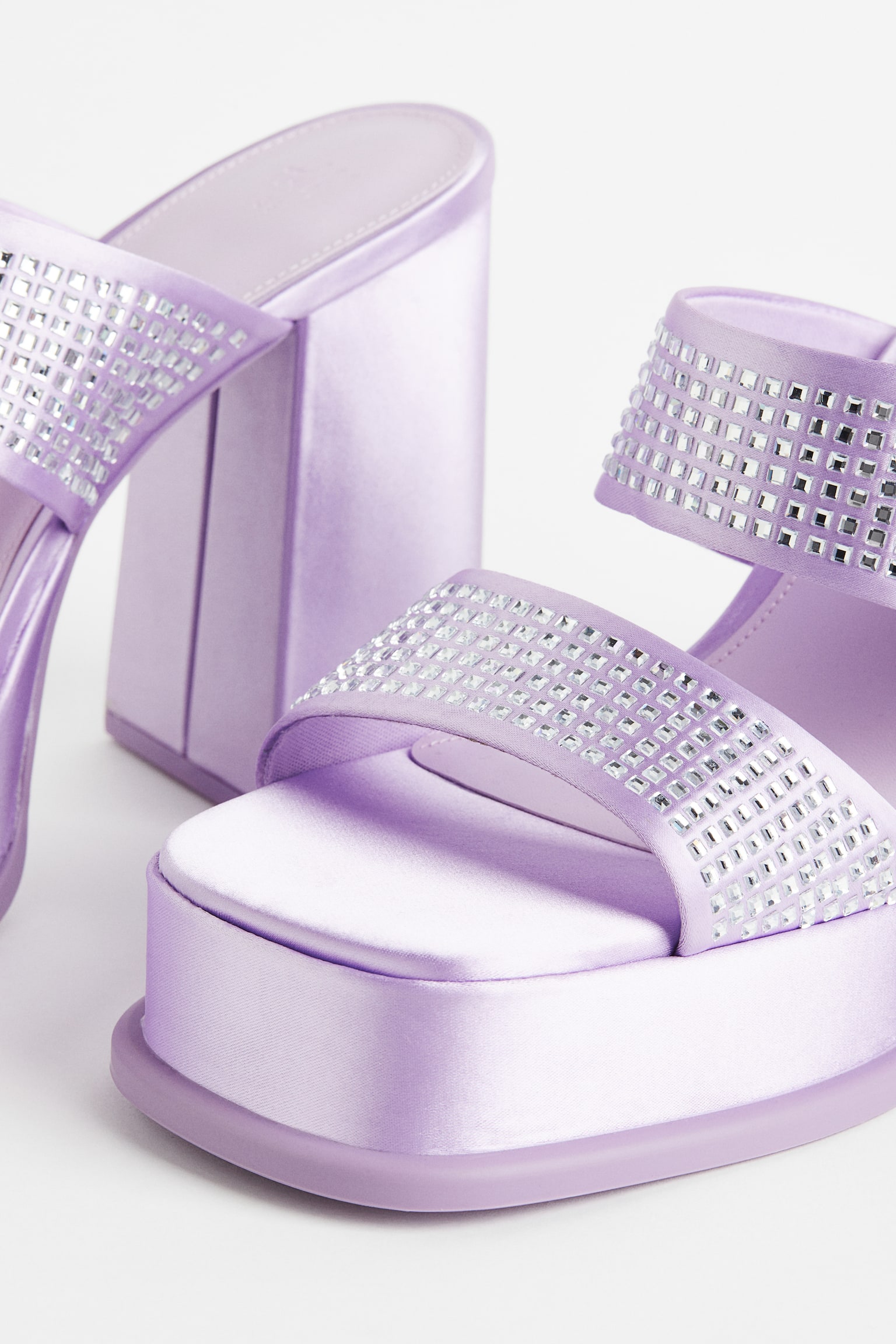 Rhinestone-embellished platform mules - Light purple - 4