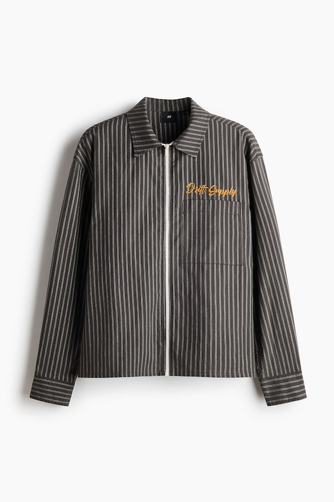 Embroidered cotton overshirt - Dark khaki green/Drift Supply - 1