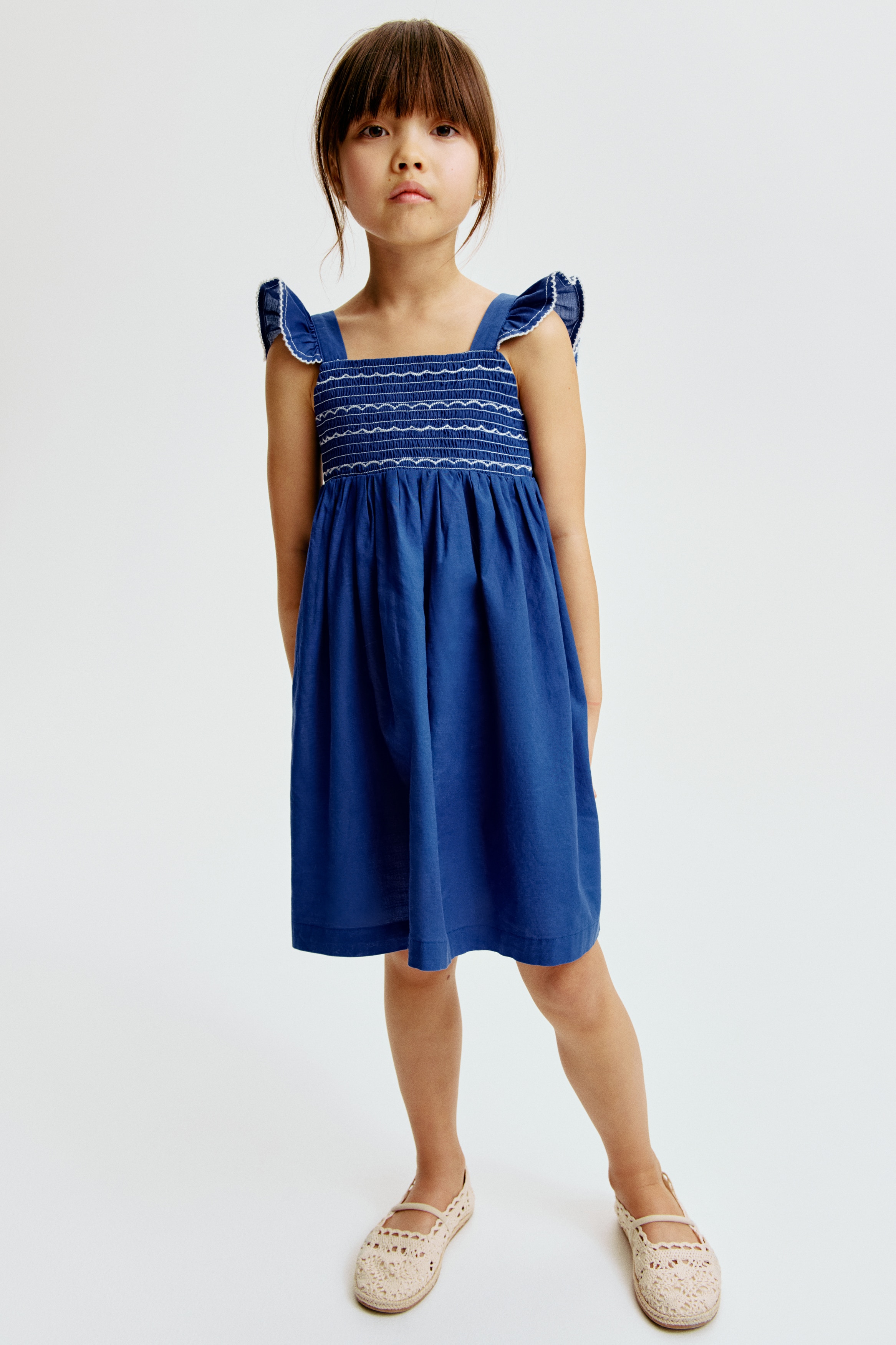 Pamučna haljina sa žabicama - Jarkoplava