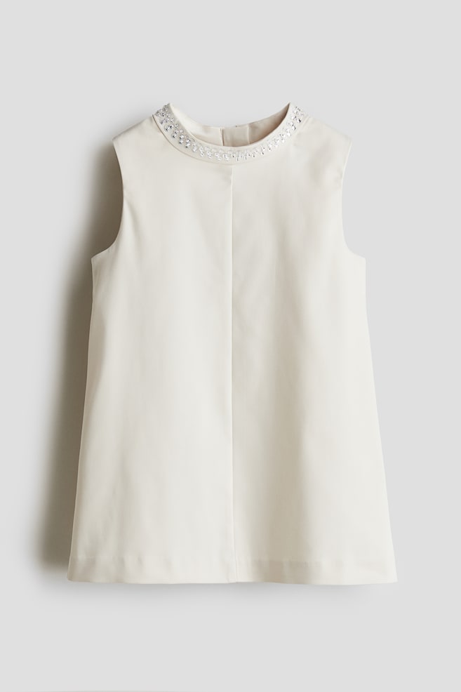 Kleid in A-Linie mit Strassdetail - Cremefarben - 1