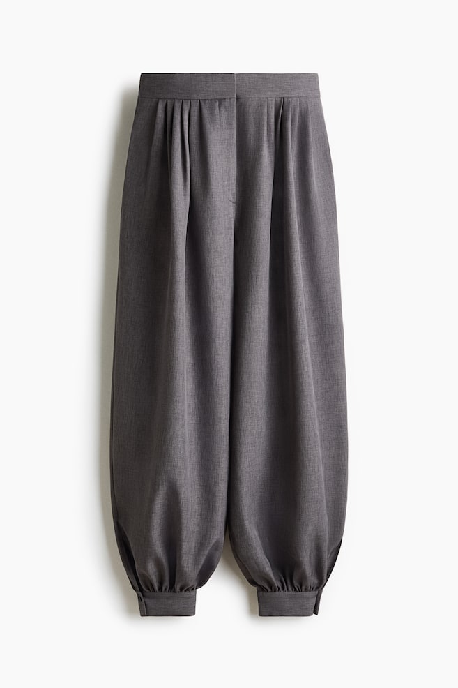 Pleated Balloon Pants - Grey marle/Black - 1