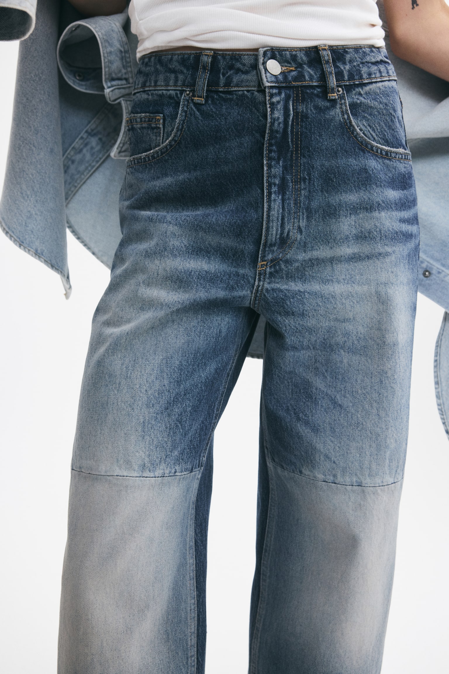 Женские джинсы H&M Patchwork-Detail, цвет: Джинсовый синий — фото 4
