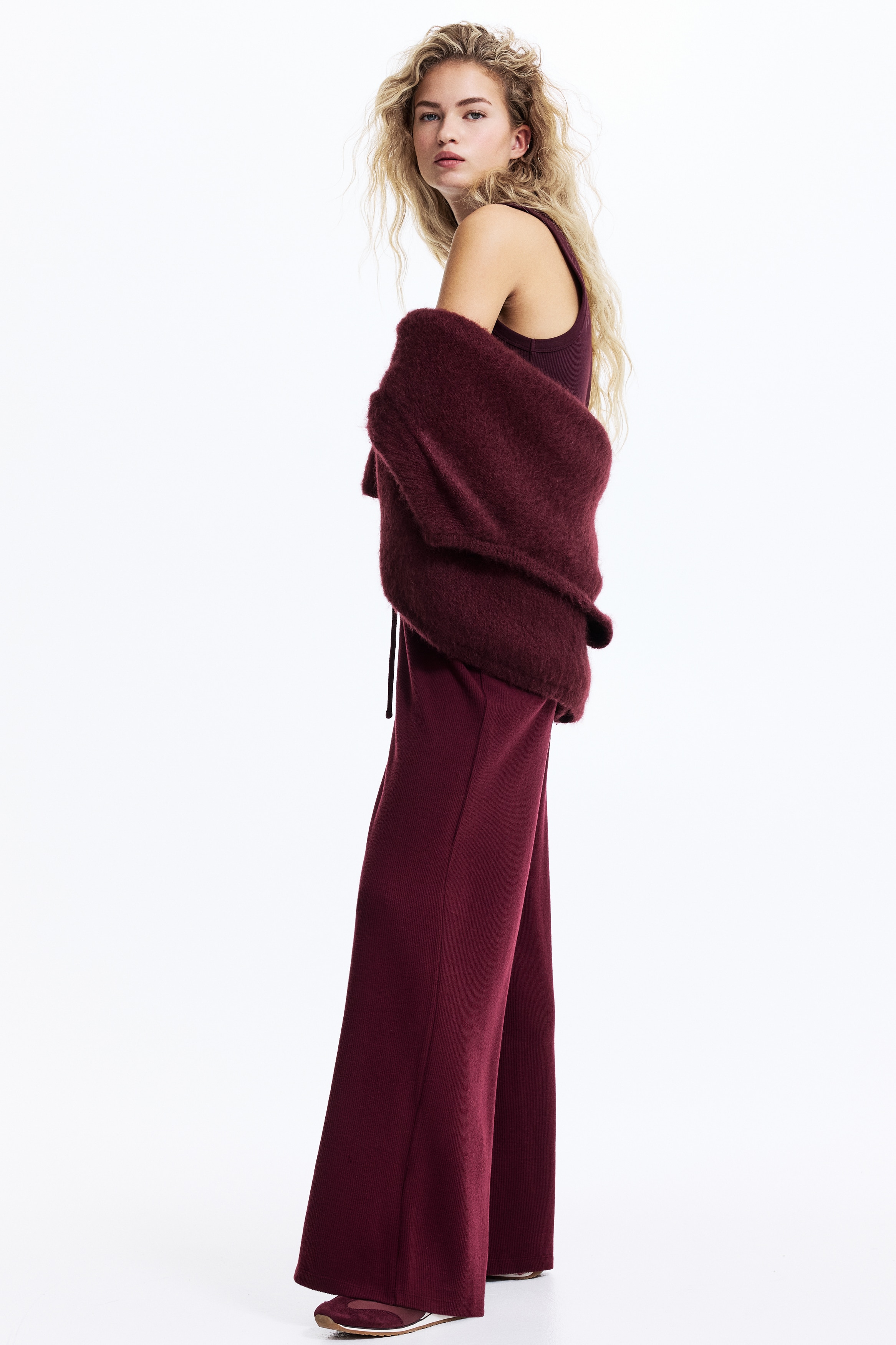 H & M - ワッフルドローストリングパンツ - レッド H & M - ワッフルドローストリングパンツ - レッド