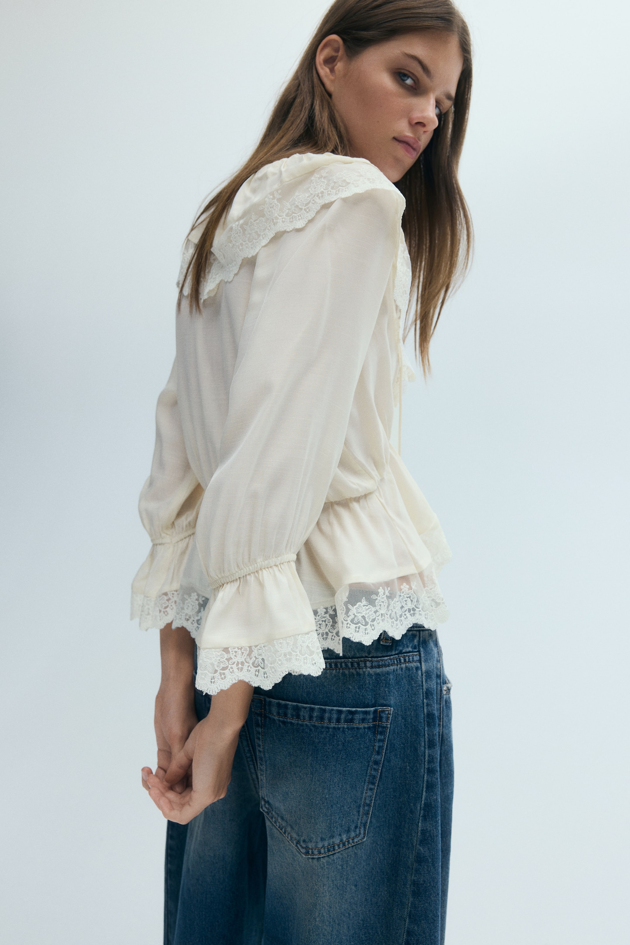 Flounced Peplum Blouse