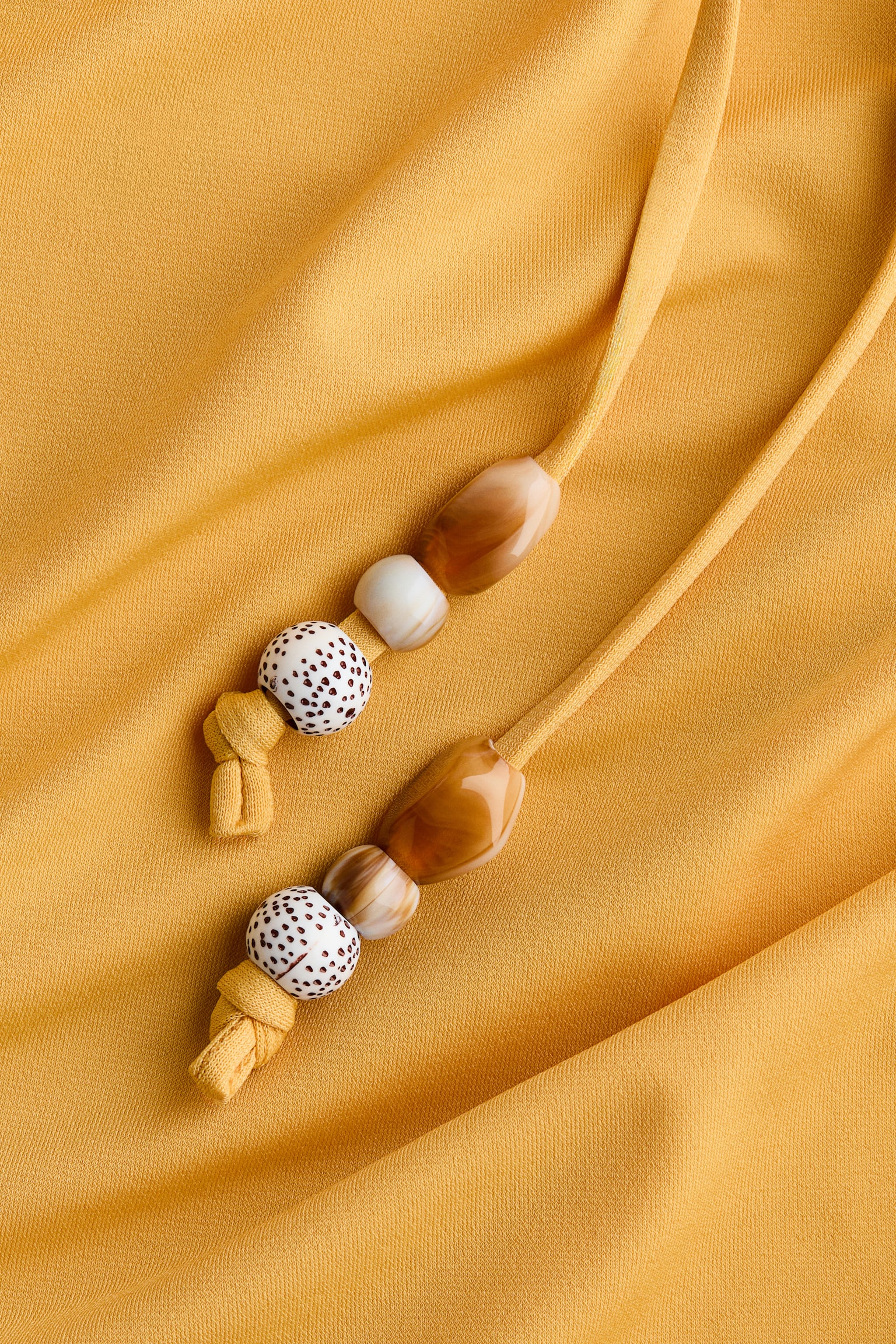 Draped Halterneck Dress - Yellow/Dark brown - 5