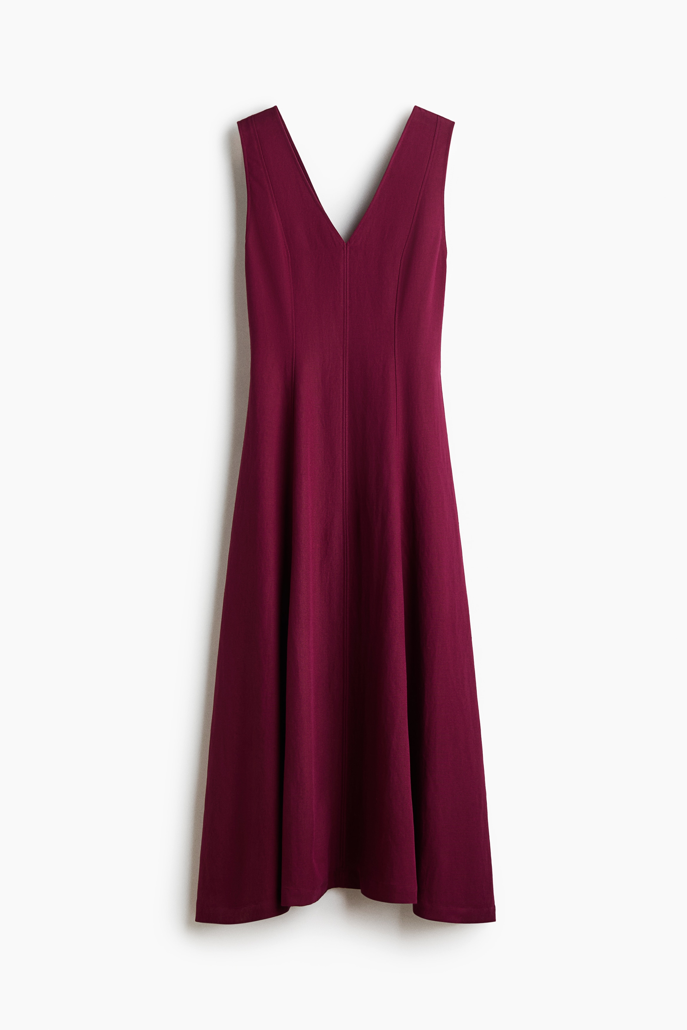 Viscose-Blend Dress with Flared Skirt - Dark red/Dark beige
