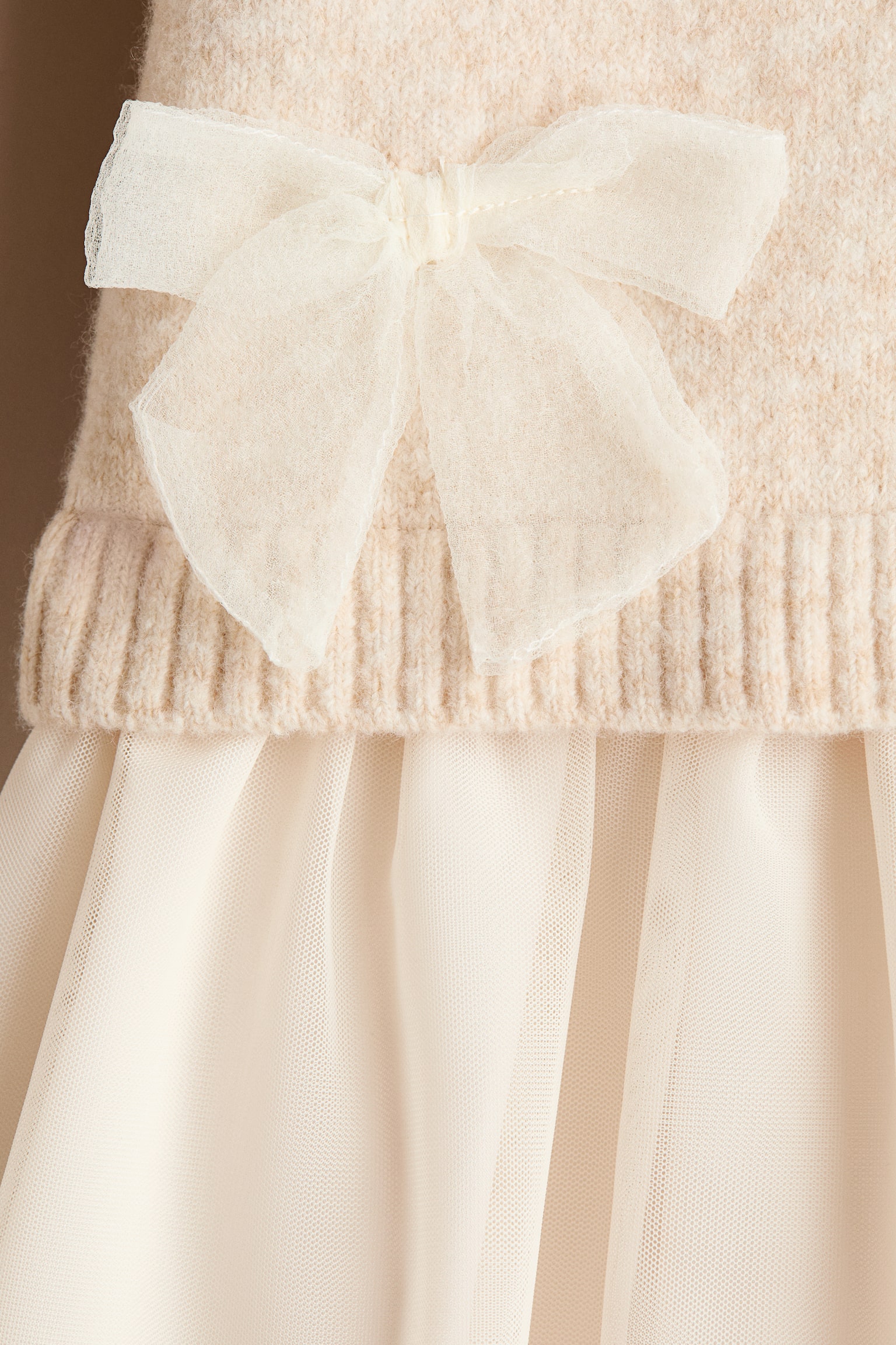 Детское платье H&M Tulle-Skirt Sweater Dress, цвет: Светлый бежевый меланжевый — фото 2