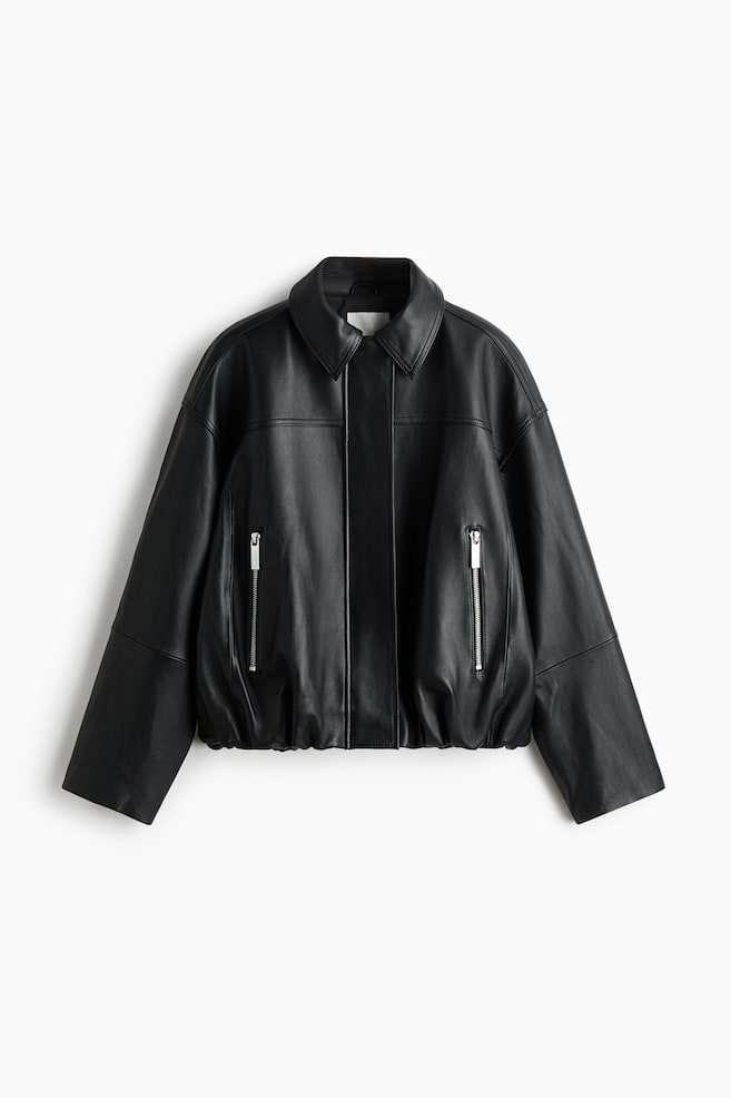Veste en cuir - Noir - 1