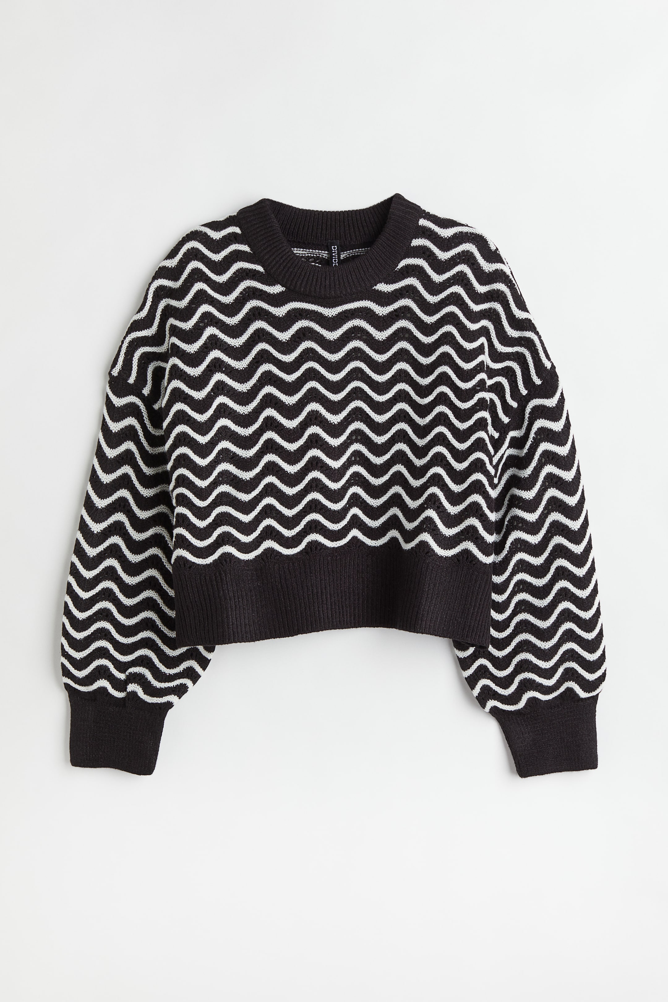 View larger image: Pointelle-knit Sweater - Black/white - Ladies | H&M US 1