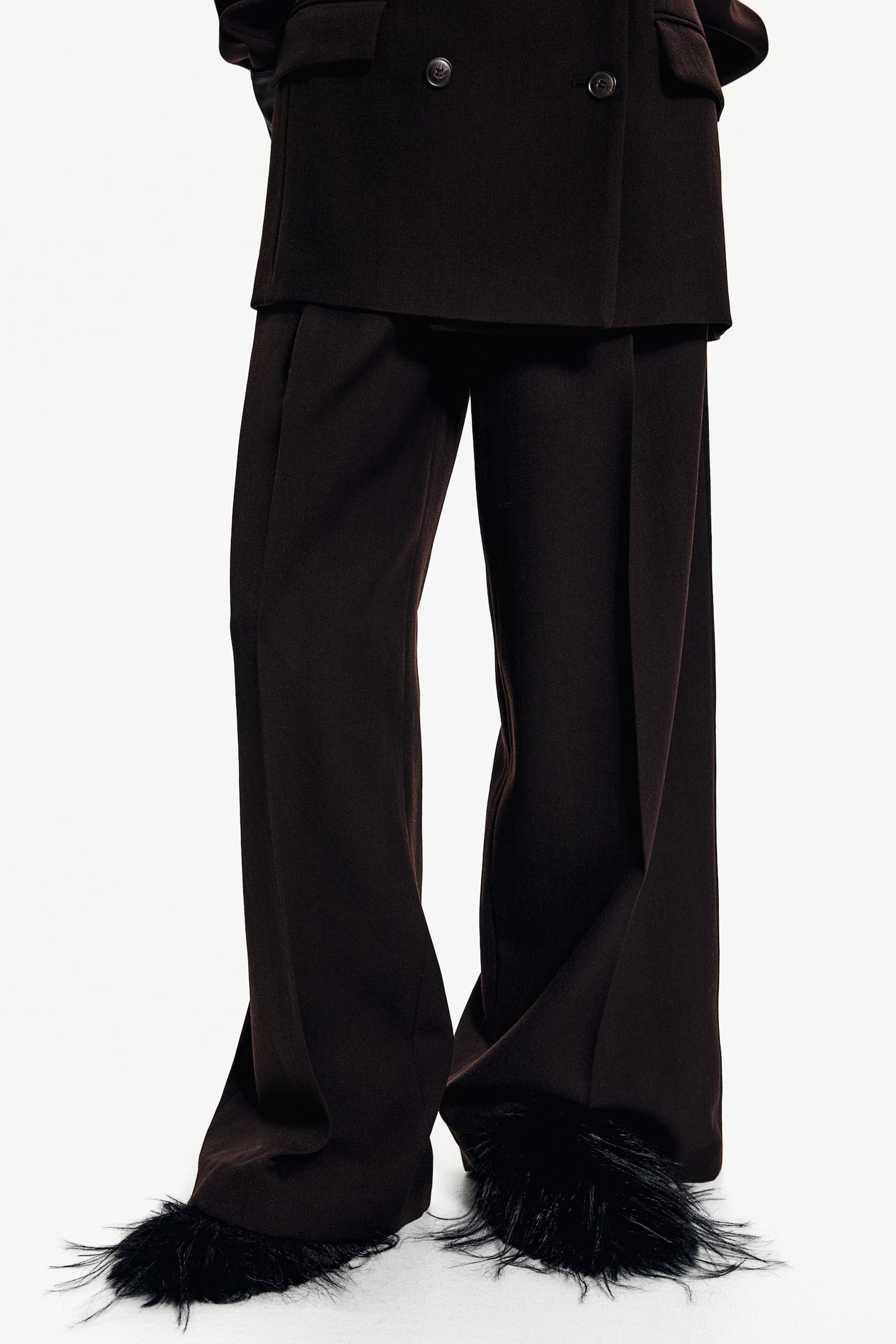 Tailored wool trousers - Dark brown/Black - 9